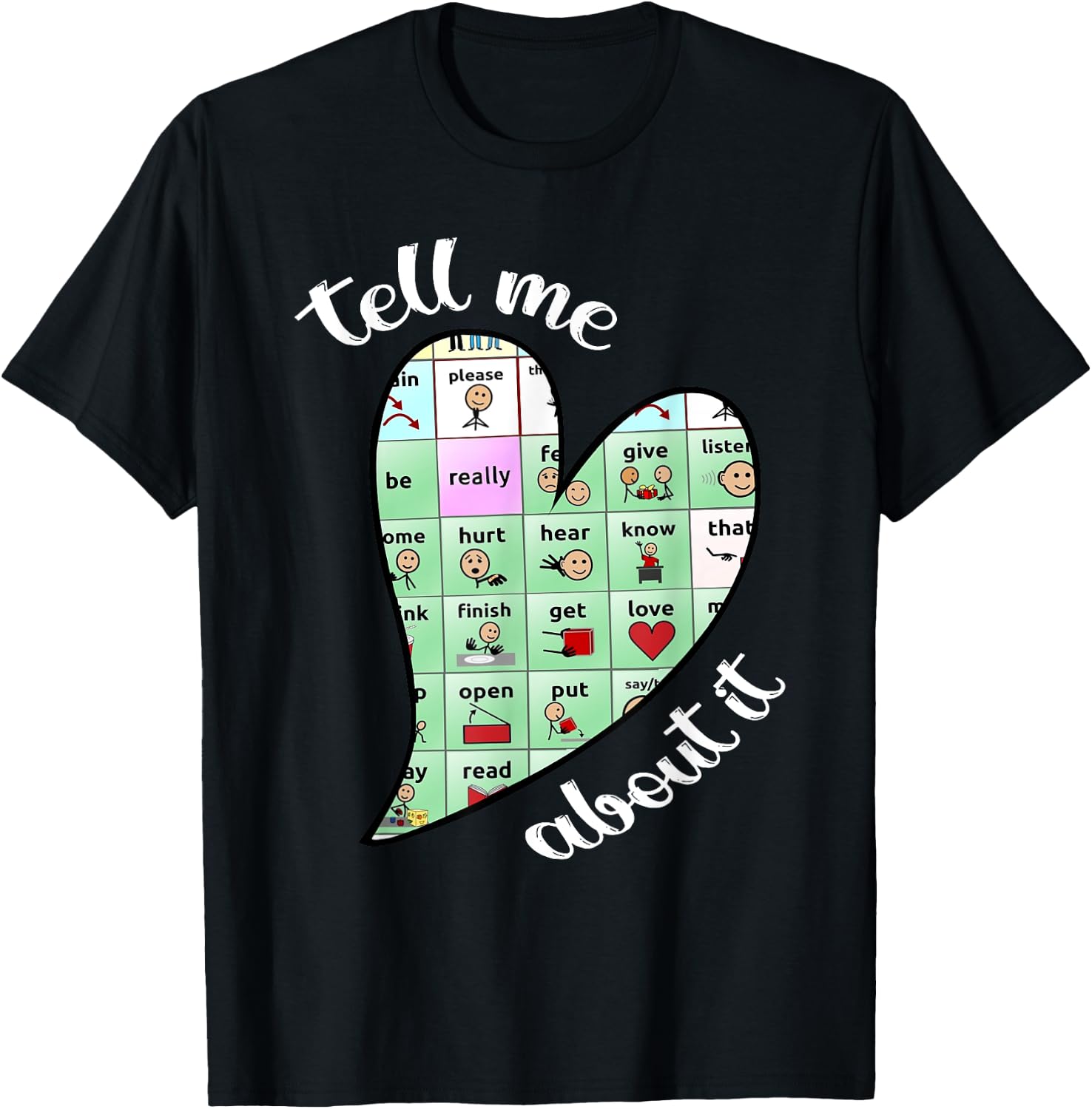 Tell Me About it Speech Pathology Aac Sped Teacher T-Shirt - T-Shirt | Black