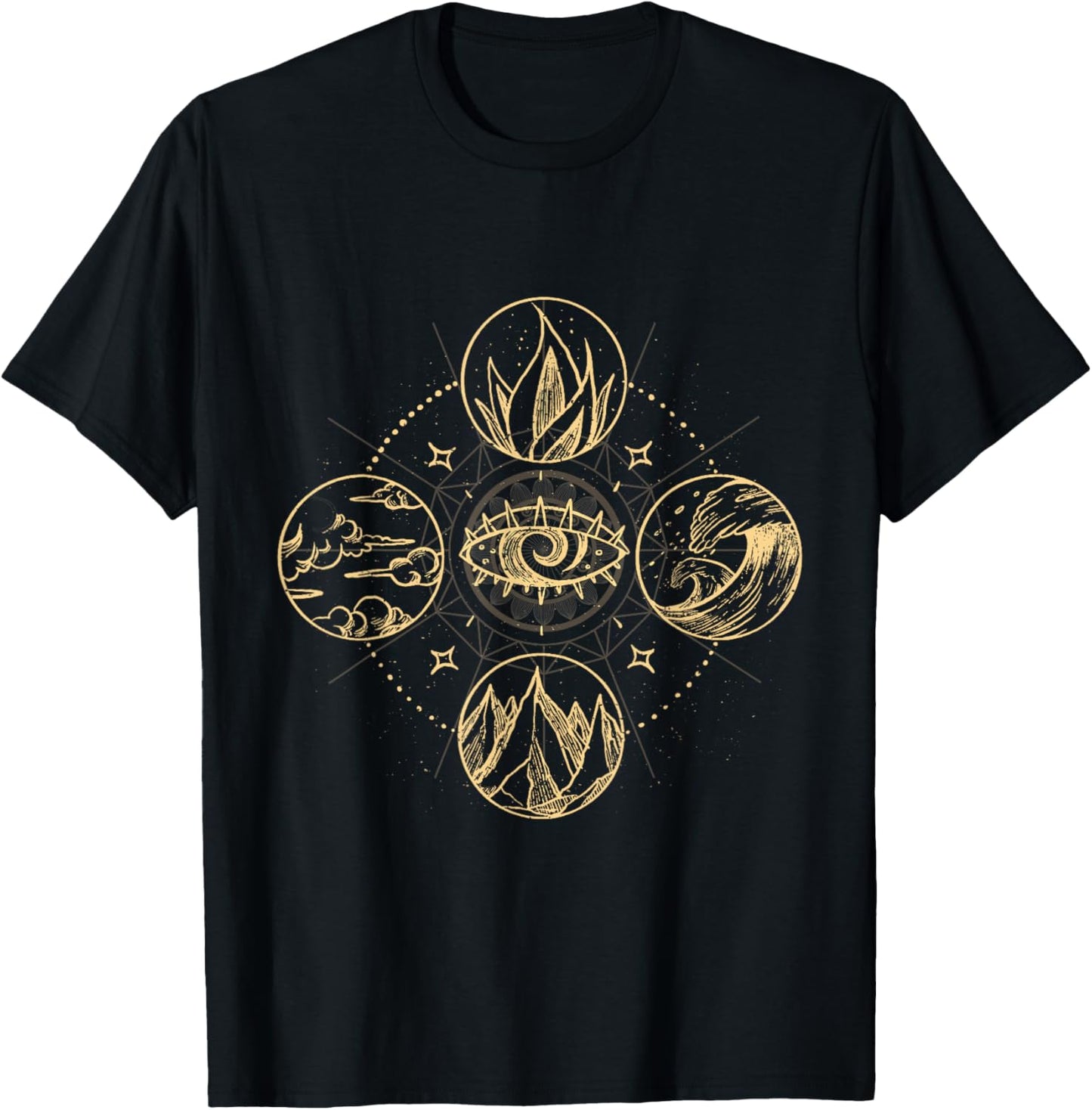Four natural elements wind, fire, water and earth T-Shirt - T-Shirt | Black