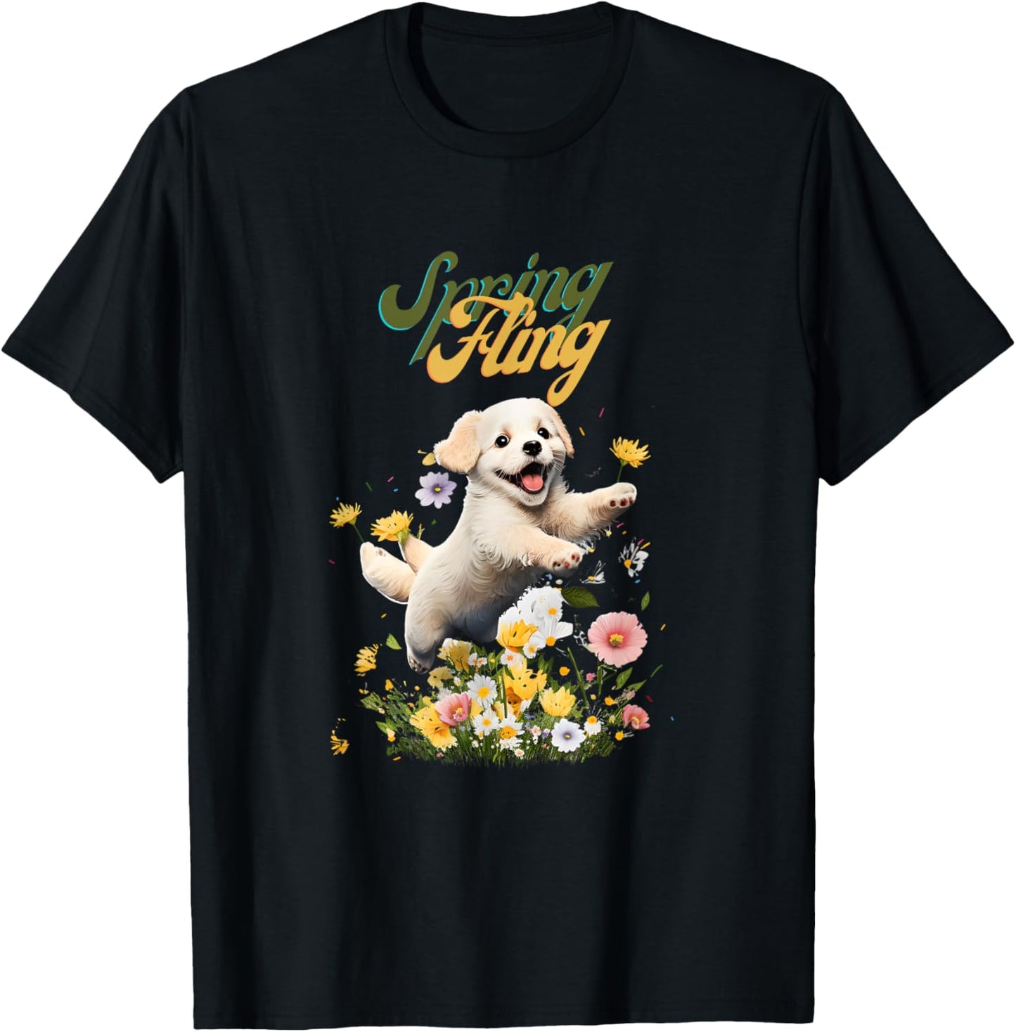 Playful Puppy Spring Fling T-Shirt - T-Shirt | Black