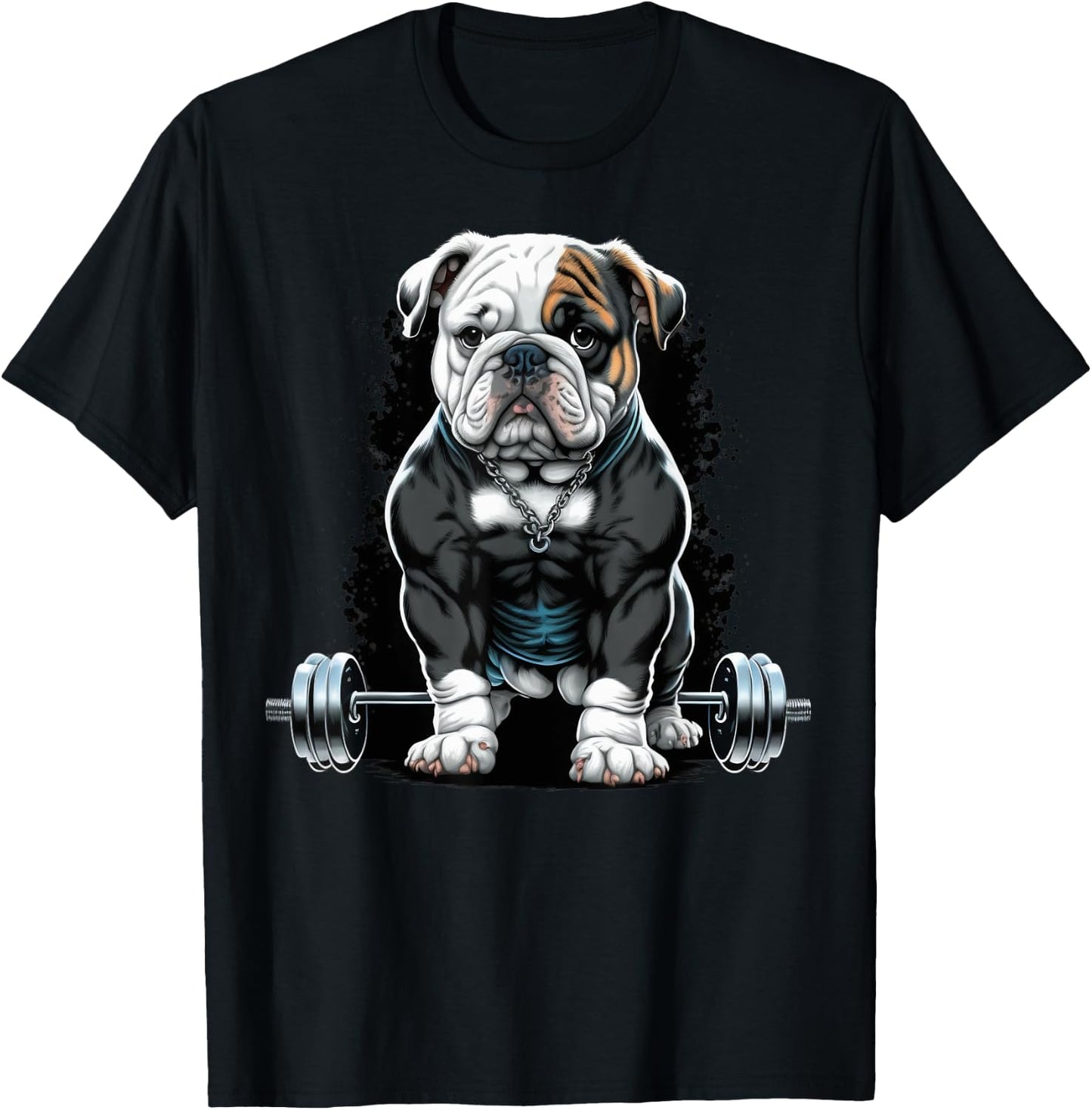 Bulldog Weightlifting Dog Funny Fitness Gym Bulldog T-Shirt - T-Shirt | Black