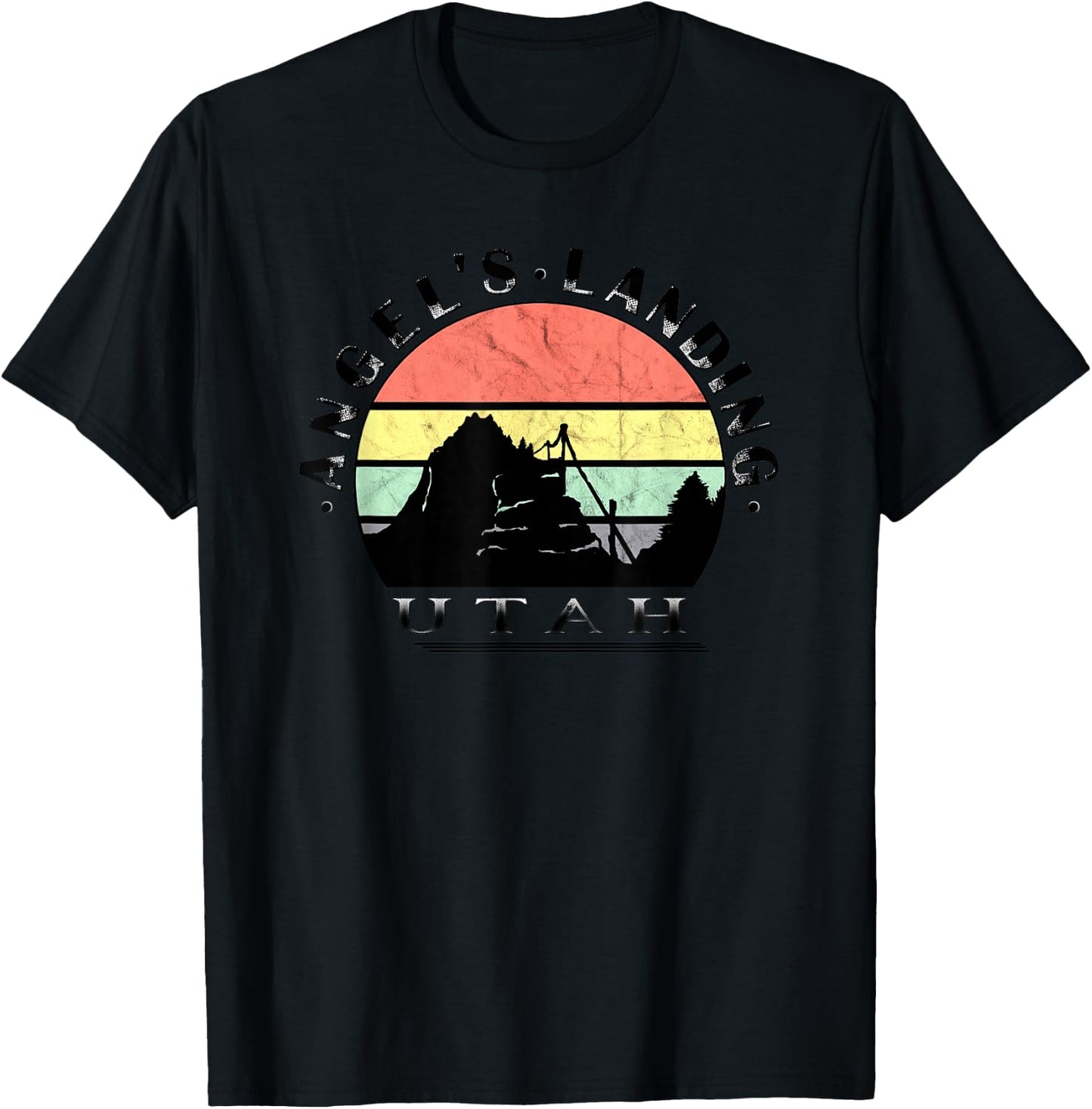 Angels Landing Retro Vintage Sunset T-Shirt - T-Shirt | Black
