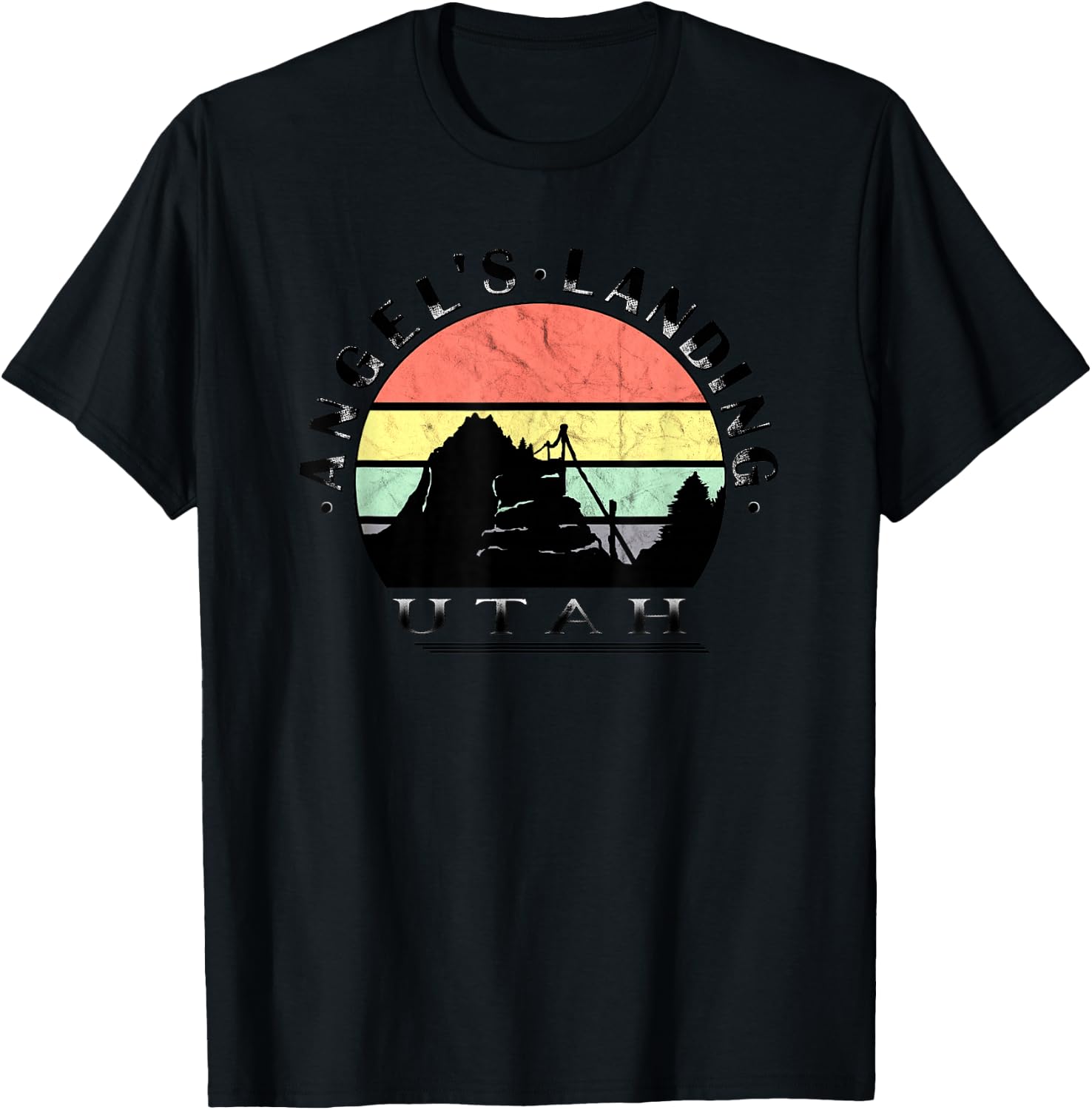 Angels Landing Retro Vintage Sunset T-Shirt - T-Shirt | Black