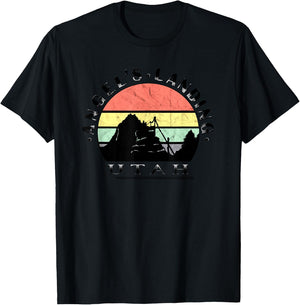 Angels Landing Retro Vintage Sunset T-Shirt - T-Shirt | Black