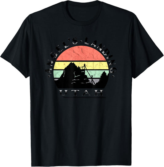Angels Landing Retro Vintage Sunset T-Shirt - T-Shirt | Black