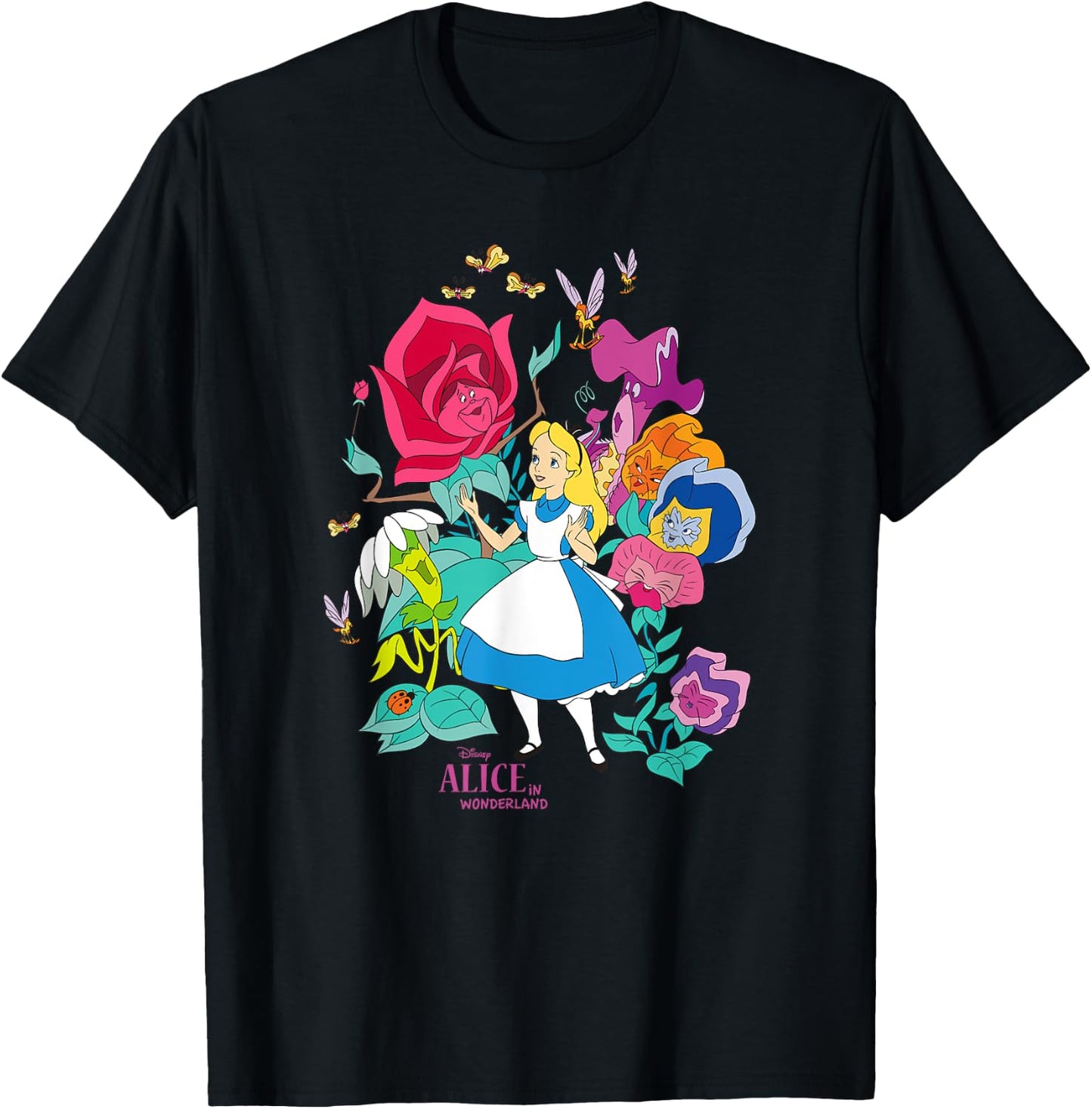 Disney Alice in Wonderland Wildflower Forest T-Shirt - T-Shirt | Black