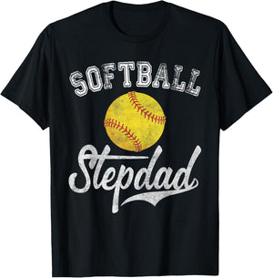 Softball Stepdad Sport Stepfather T-Shirt - T-Shirt | Black