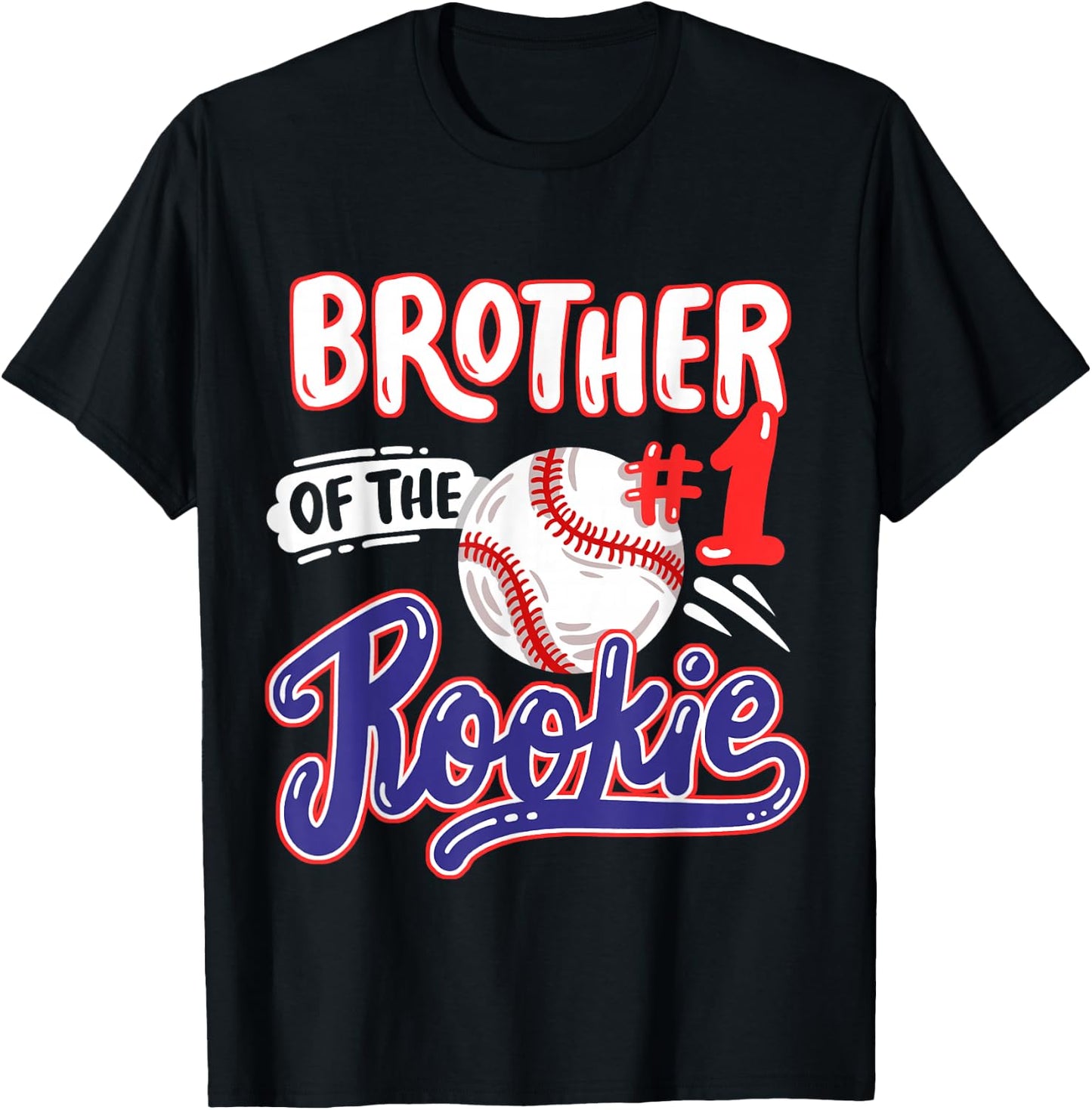 Brother of Rookie 1st Baseball Birthday Party Theme Matching T-Shirt - T-Shirt | Black