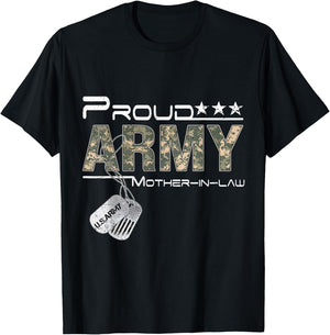 Proud Army Mother-In-Law Army Graduation Mother-In-Law T-Shirt - T-Shirt | Black