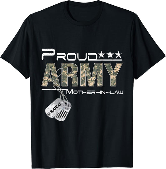 Proud Army Mother-In-Law Army Graduation Mother-In-Law T-Shirt - T-Shirt | Black