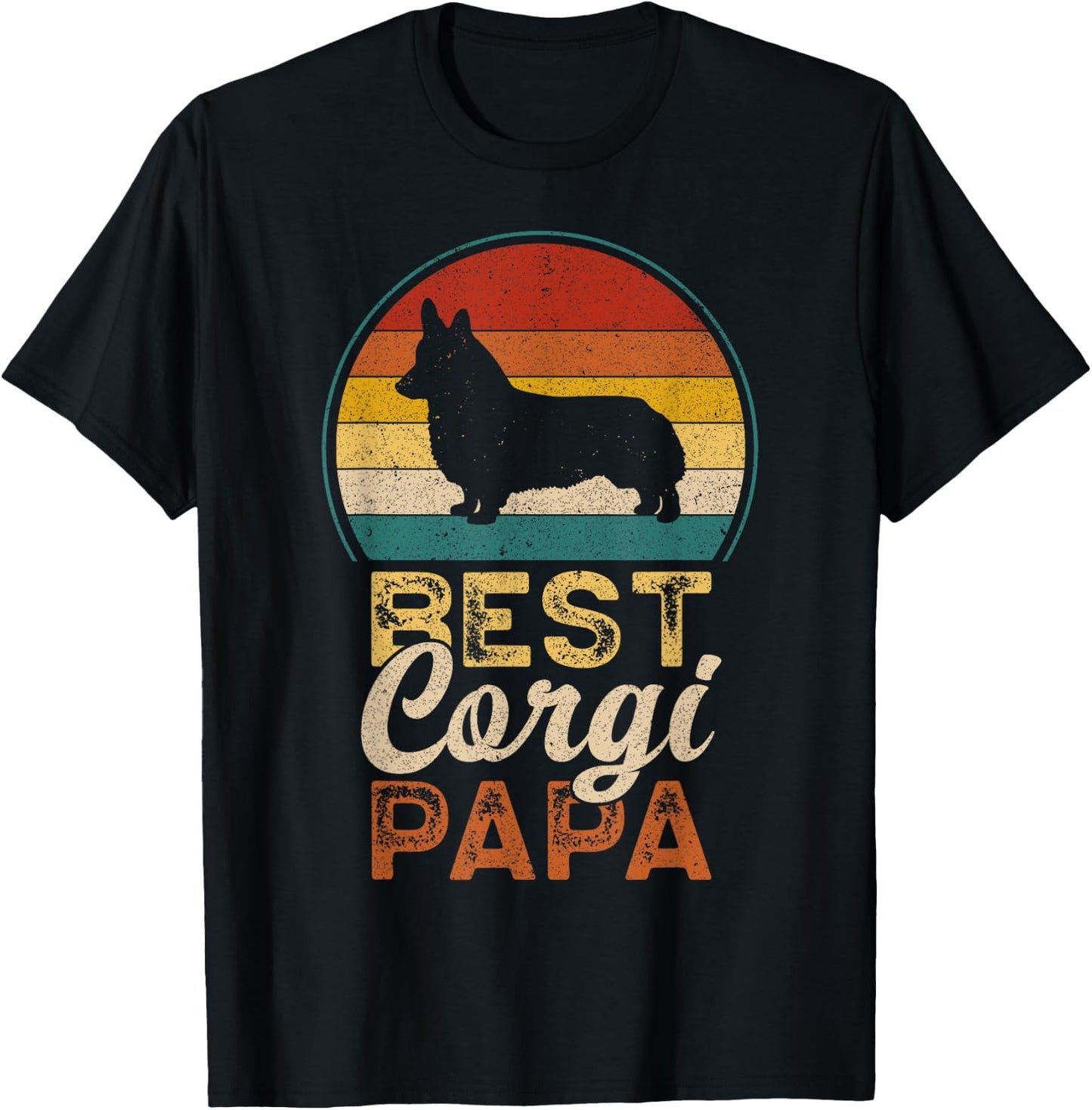 Best Corgi Papa, Father's Day, Dad, Welsh Corgi Grandpa T-Shirt - T-Shirt | Black