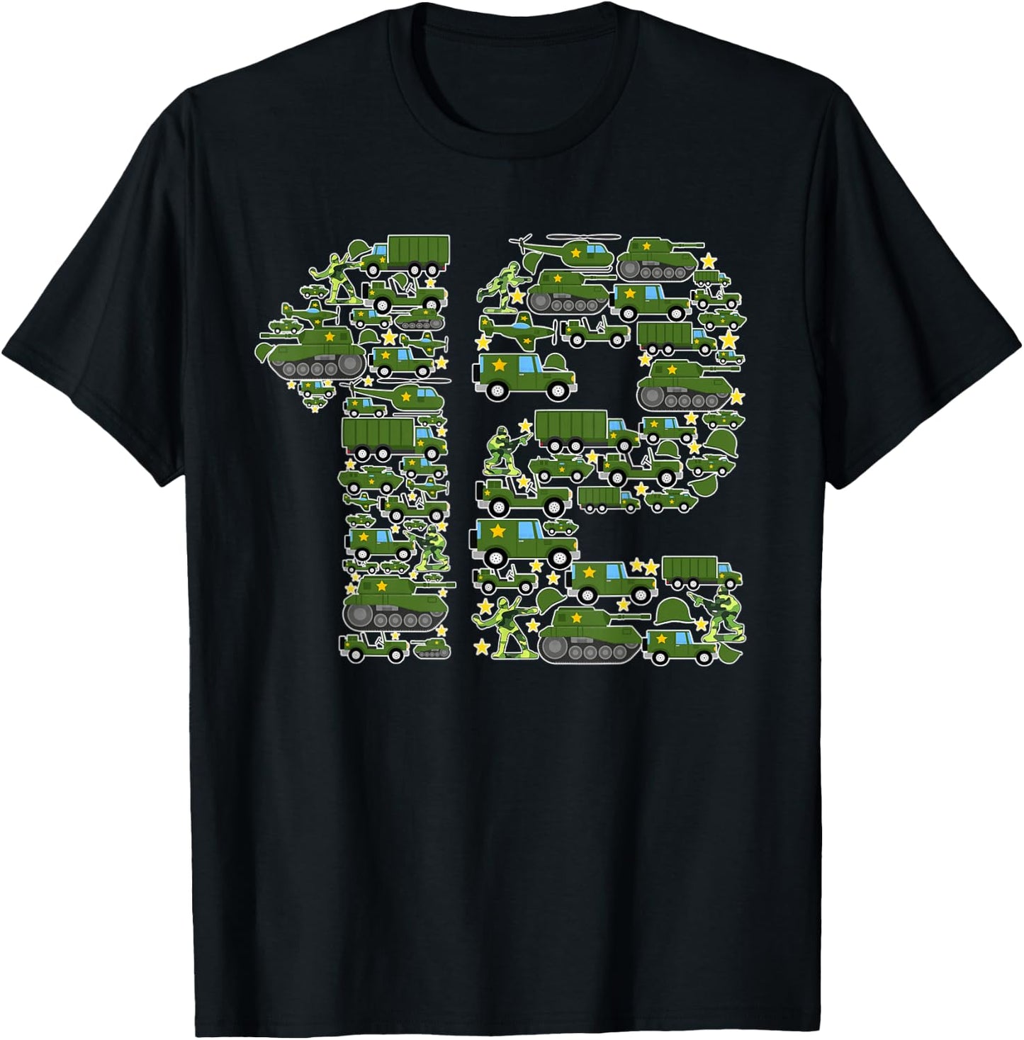 12th Birthday Shirt Boy Soldier 12 Year Old Military Themed T-Shirt - T-Shirt | Black
