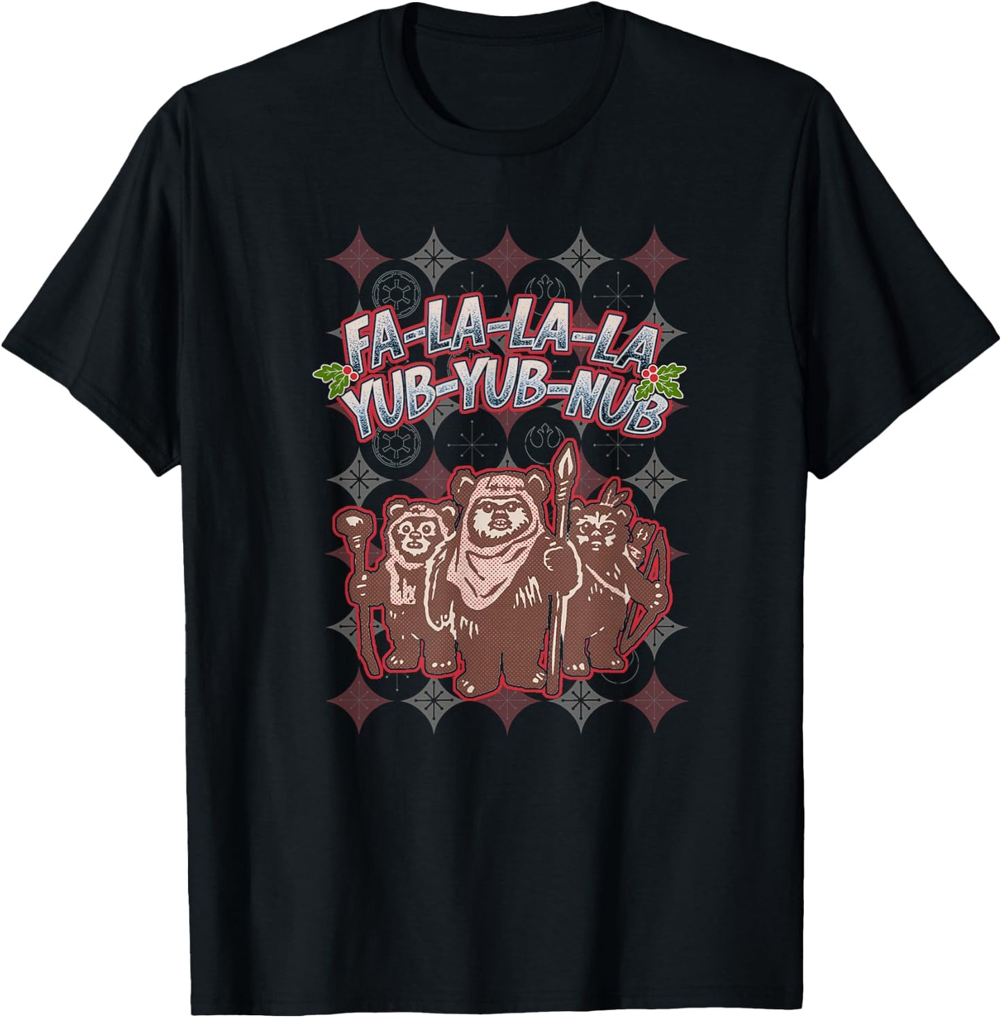 Star Wars Christmas Ewoks Fa La La Holiday Sweater T-Shirt - T-Shirt | Black