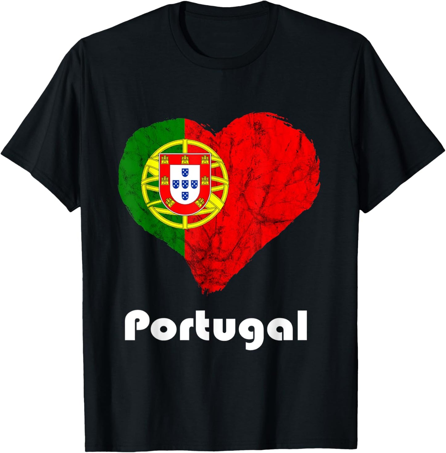 Portugal Flag Heart Portuguese Roots Portugal Portugal T-Shirt - T-Shirt | Black