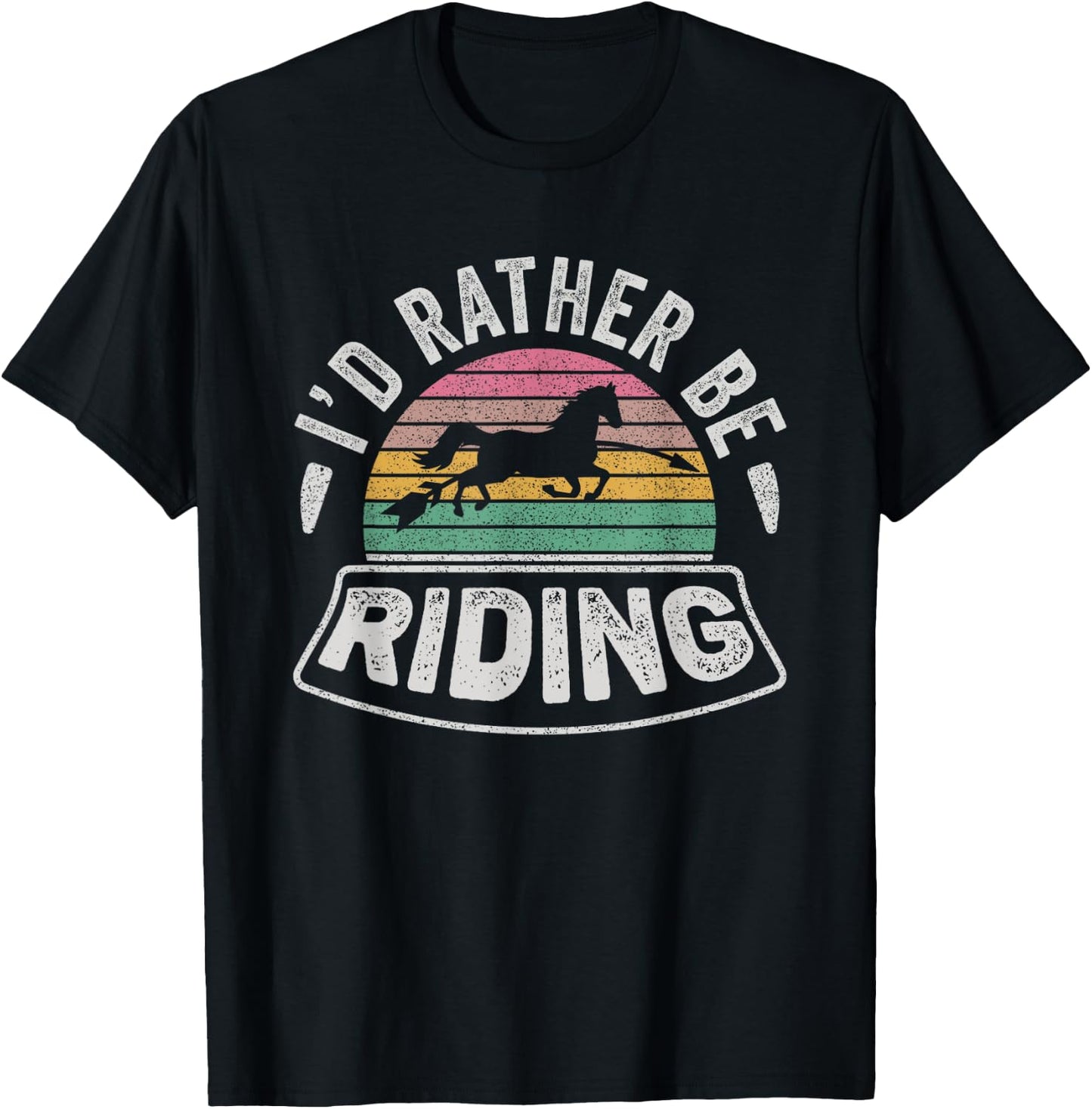 Horse Rider Retro I'd Rather Be Riding Horse Girl Kid Gift T-Shirt - T-Shirt | Black