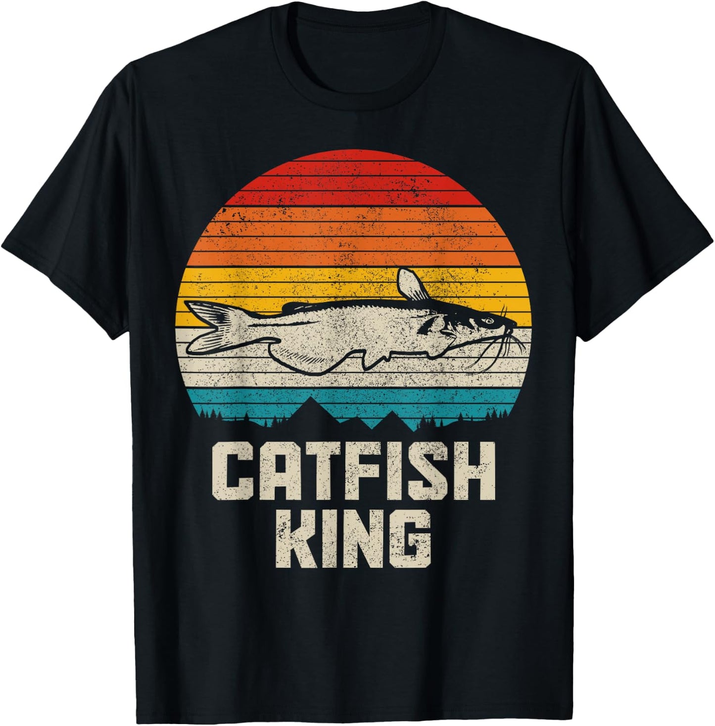 Catfish King Funny Catfishing Vintage Fishing T-Shirt - T-Shirt | Black