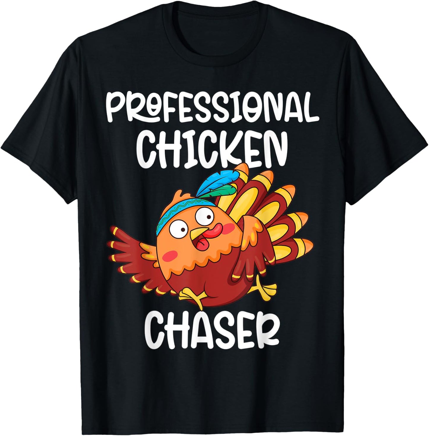 Professional Chicken Chaser Funny Farm Farmer Kids Running T-Shirt - T-Shirt | Black