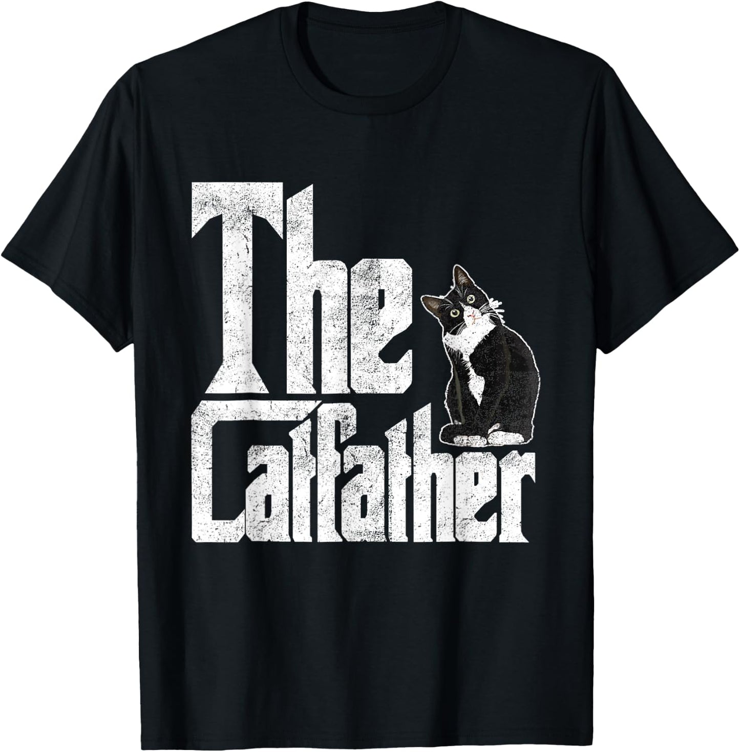 The Catfather Cat Father Mafia Funny Parody Fathers Day T-Shirt - T-Shirt | Black