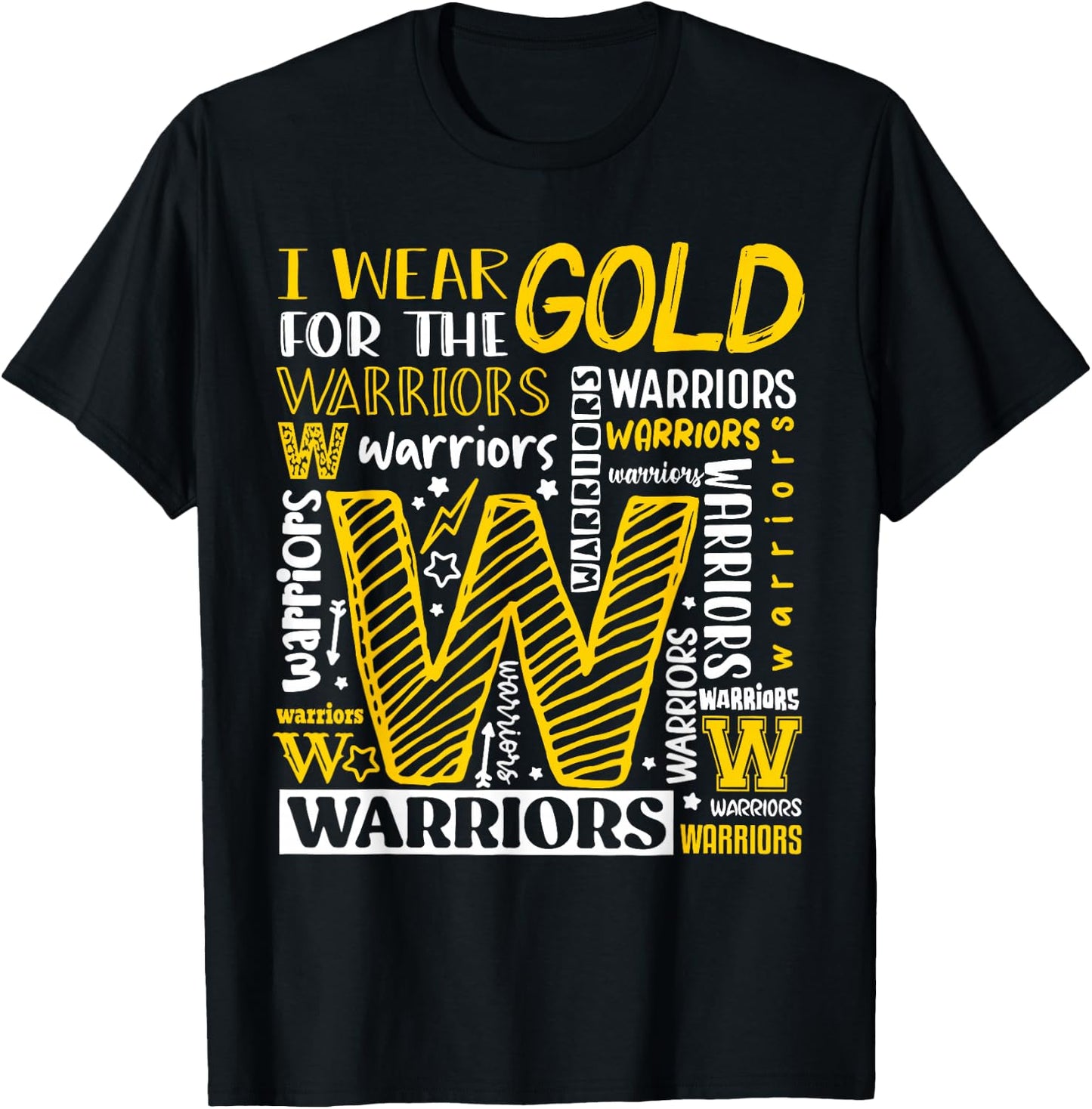 I Wear Gold For The Warriors Childhood Cancer Awareness T-Shirt - T-Shirt | Black