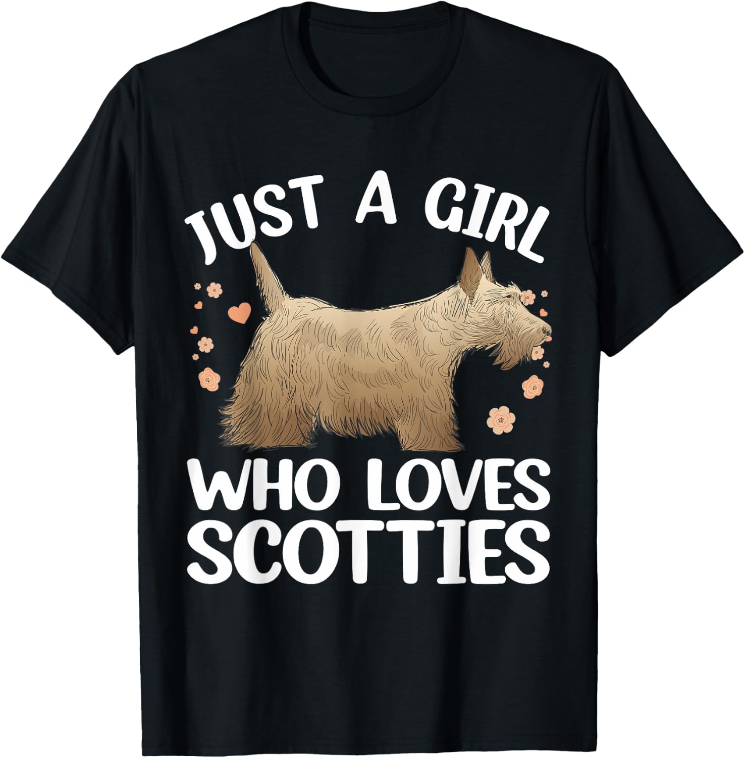 Funny Scottish Terrier Art For Girls Women Scottie Dog Lover T-Shirt - T-Shirt | Black
