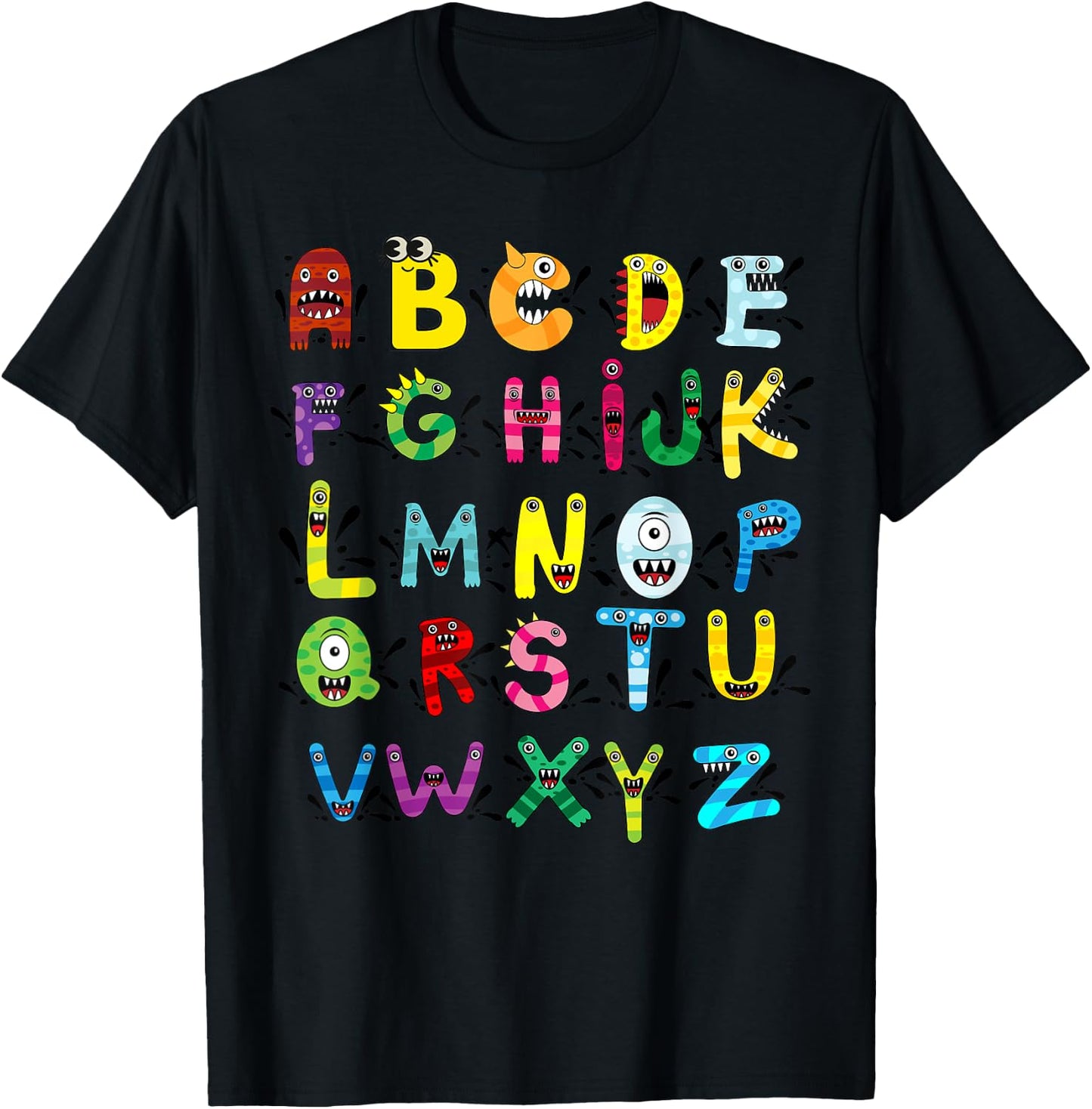 ABC Cute Monster Alphabet Halloween Teacher Costume Kids T-Shirt - T-Shirt | Black