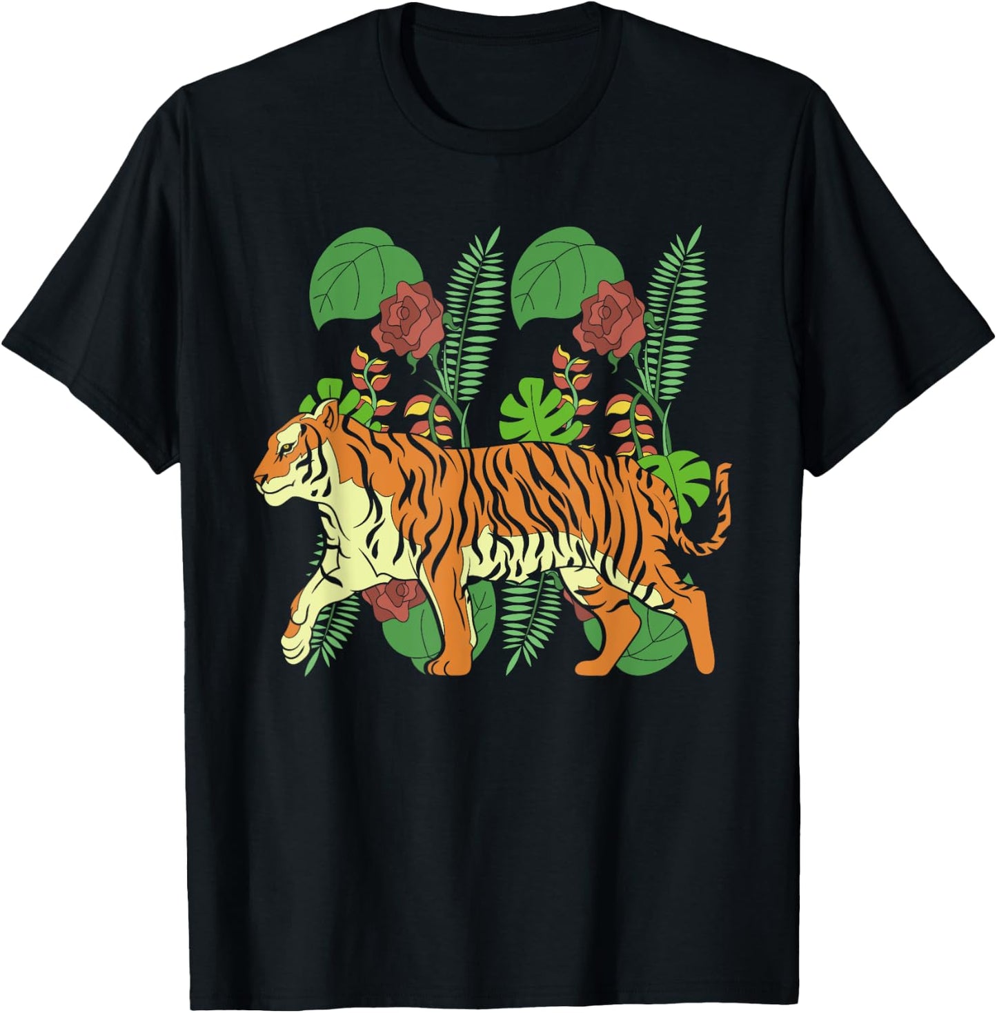 Tropical Jungle Animal Predator Wild Cat Asian Tiger Women Kids T-Shirt - T-Shirt | Black