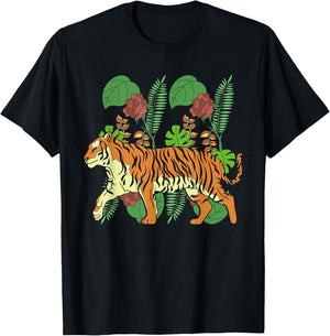 Tropical Jungle Animal Predator Wild Cat Asian Tiger Women Kids T-Shirt - T-Shirt | Black