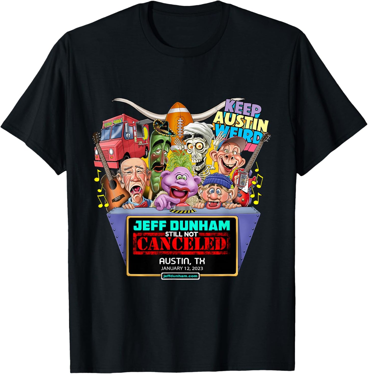 Jeff Dunham Austin, TX (2023) T-Shirt - T-Shirt | Black