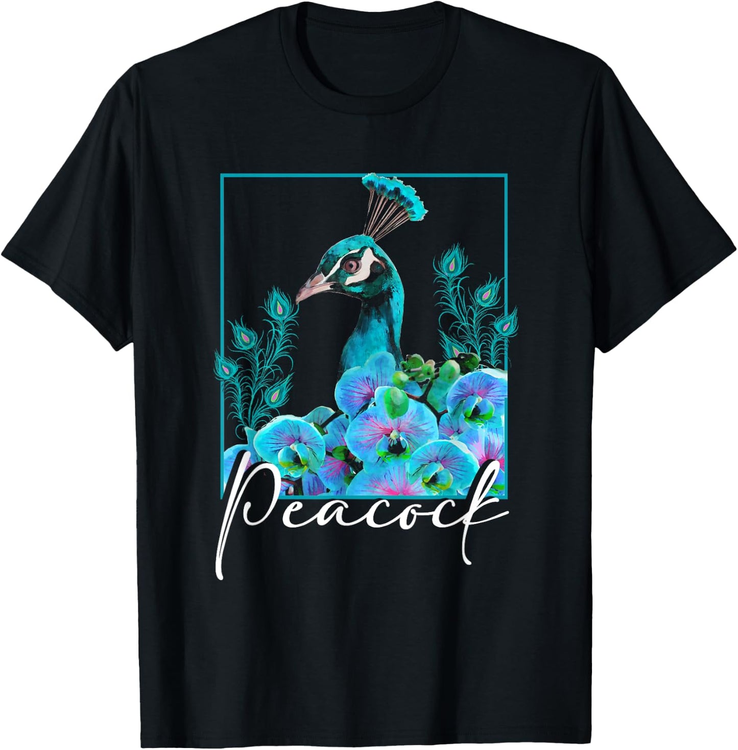 Beautiful Peacock | Bird Lover | Peacock Feathers T-Shirt - T-Shirt | Black