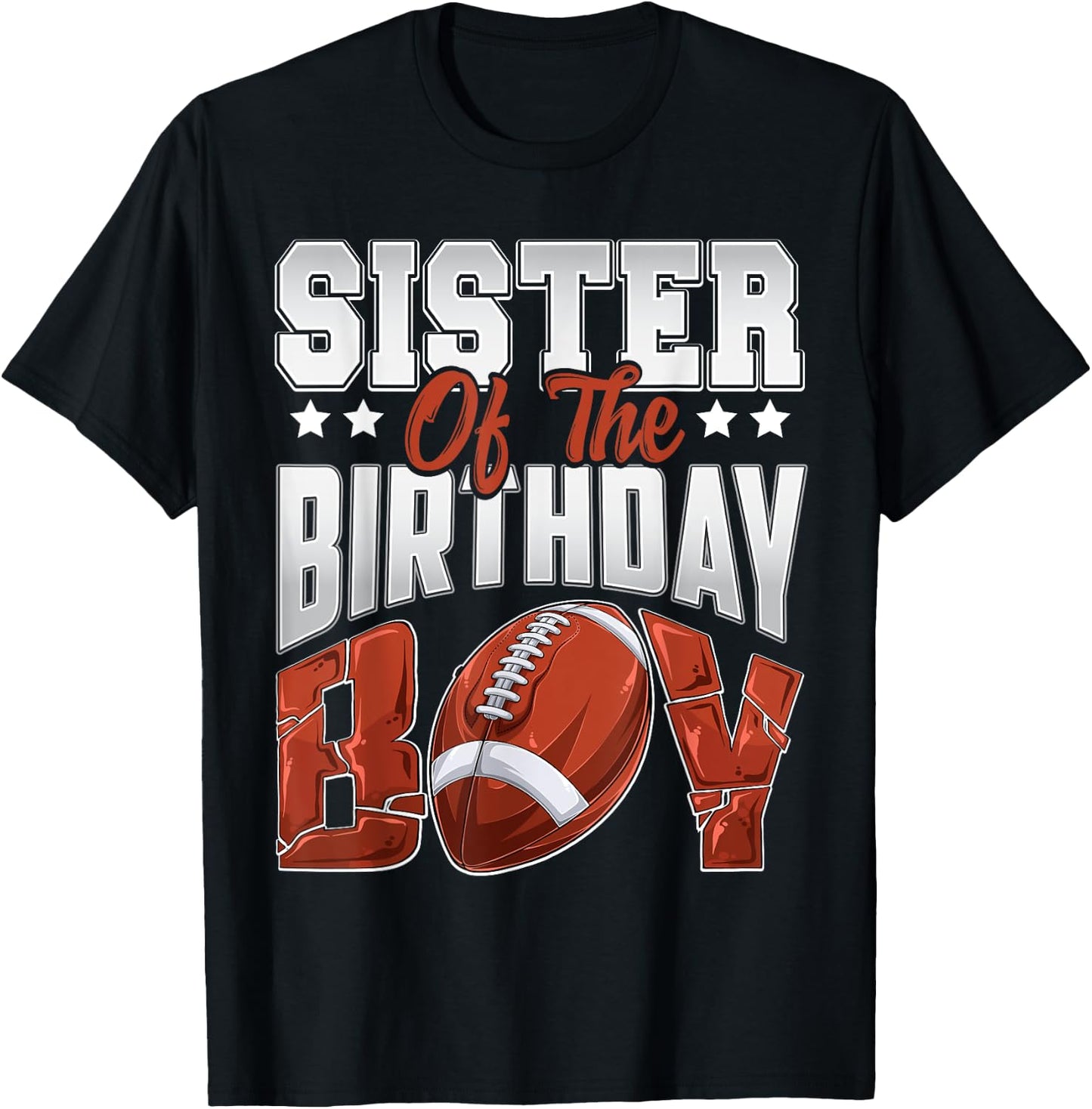 Sister Football birthday Boy Family Baller b-day Party T-Shirt - T-Shirt | Black
