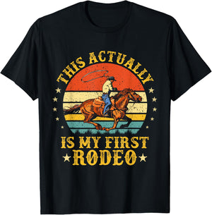 This Actually Is My First Rodeo Country Life Howdy Vintage T-Shirt - T-Shirt | Black