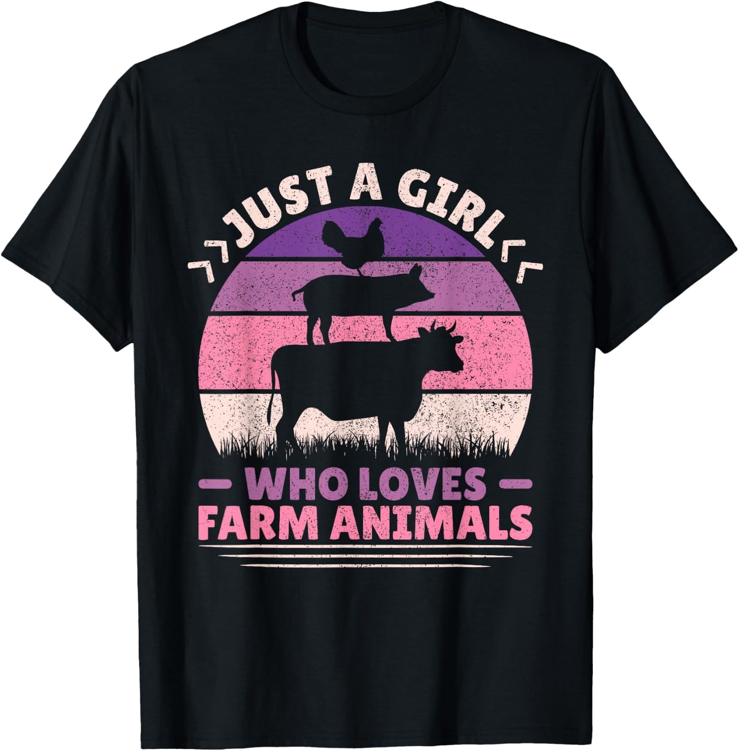 Just A Girl Who Loves Farm Animals Lover Women Farmer Girl T-Shirt - T-Shirt | Black