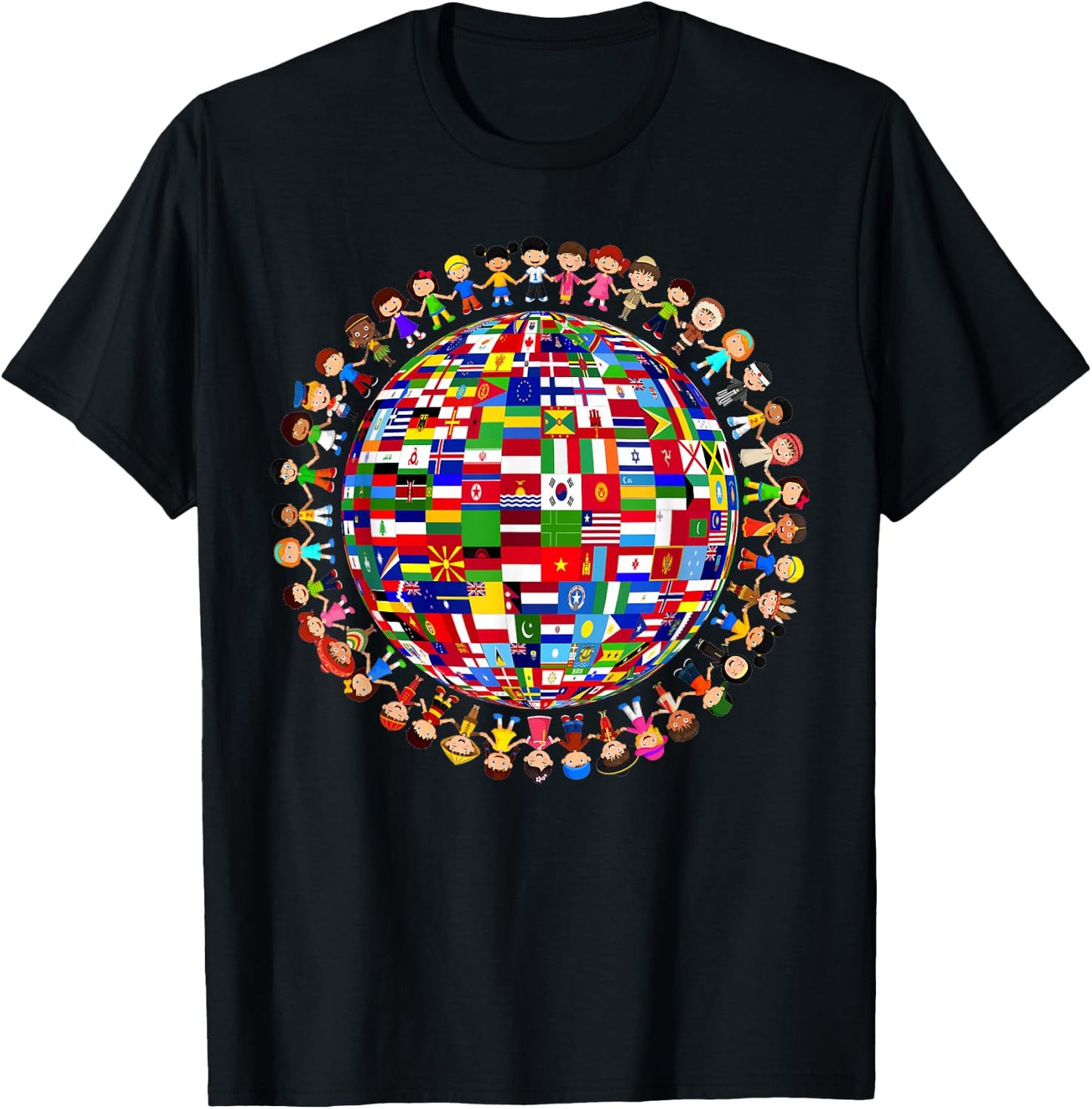 National Flags Circle World Peace International Day Of Peace T-Shirt - T-Shirt | Black
