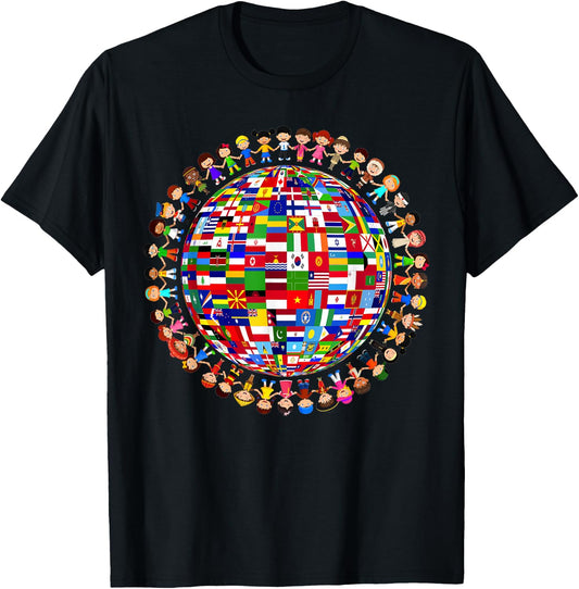 National Flags Circle World Peace International Day Of Peace T-Shirt - T-Shirt | Black