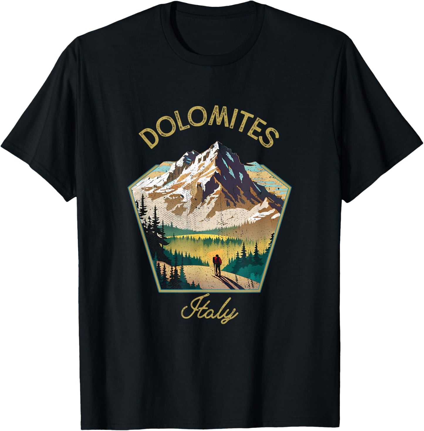 Dolomites Retro Clothing - Dolomites Souvenir T-Shirt - T-Shirt | Black