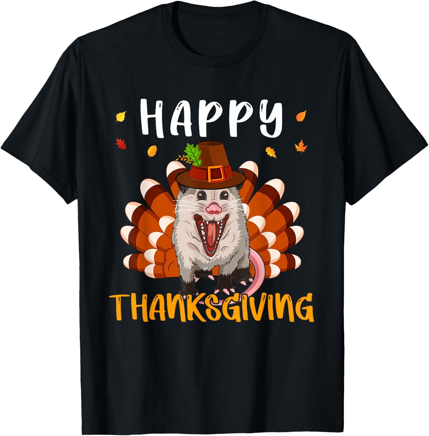 Thanksgiving Possum As Turkey Matching Kid Toddler Family T-Shirt - T-Shirt | Black