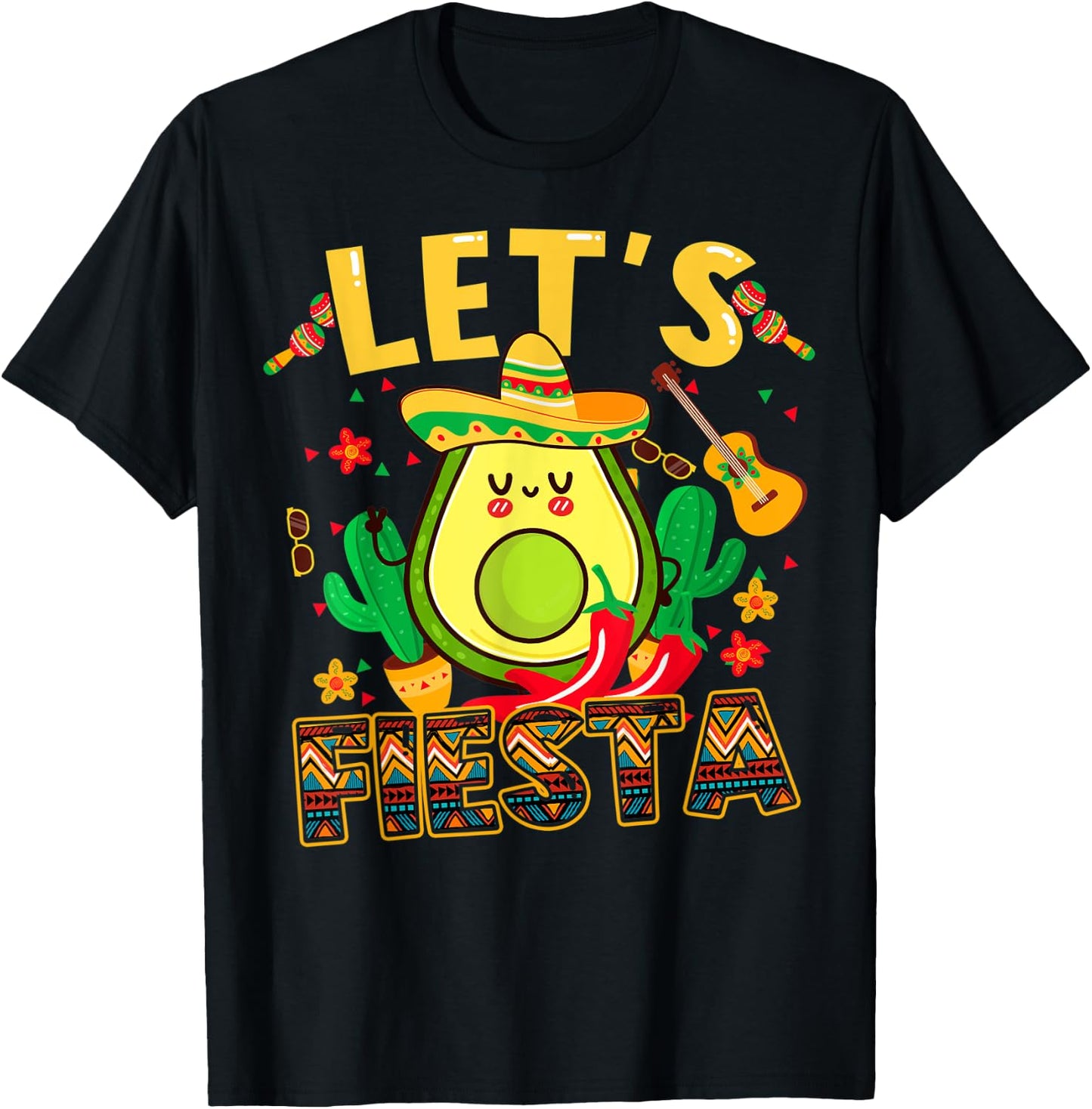 Funny Cinco De Mayo Lets Fiesta Avocado Kids Toddler Women T-Shirt - T-Shirt | Black