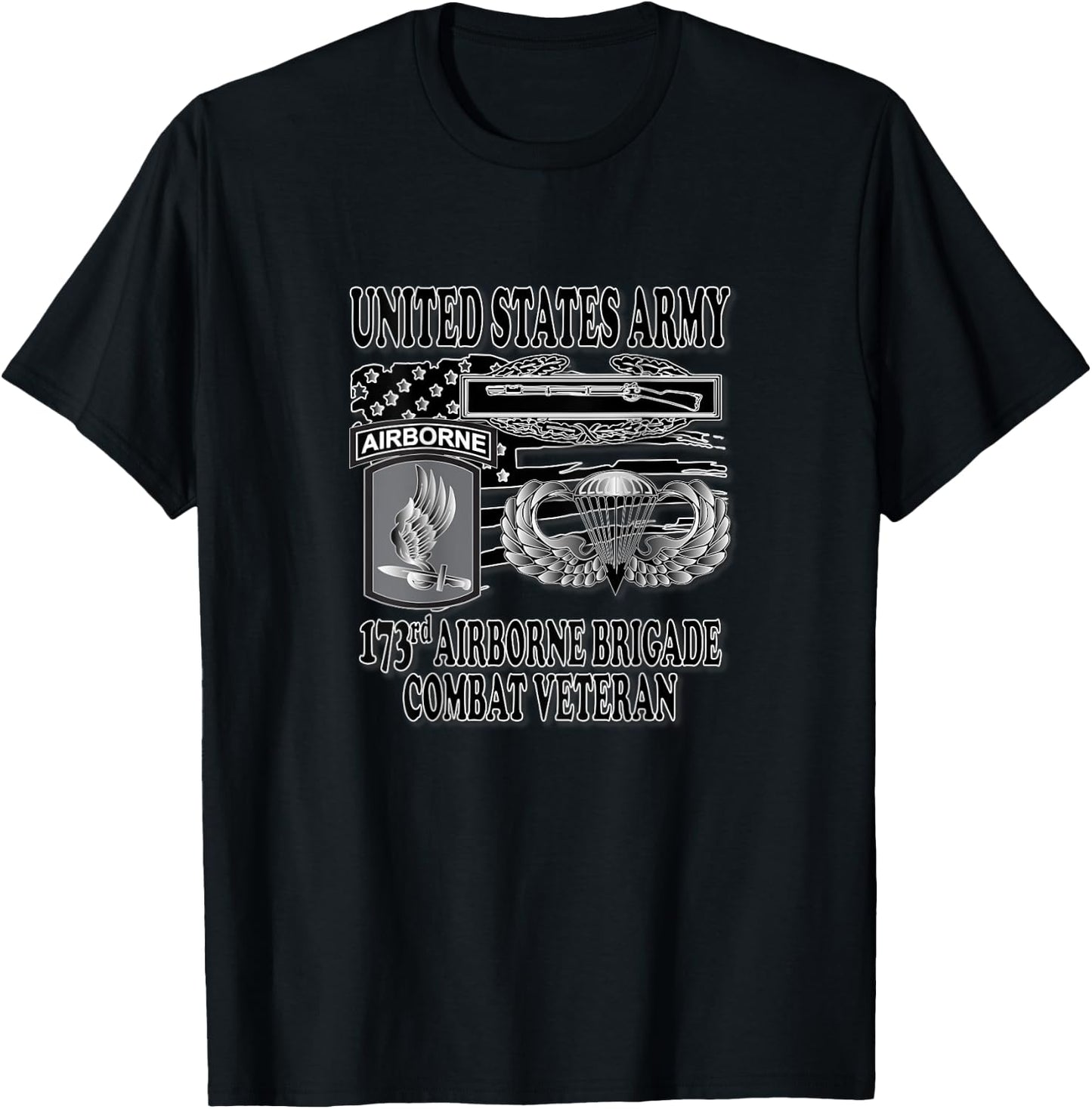 173rd Airborne Brigade- Combat Veteran (Back Design) T-Shirt - T-Shirt | Black