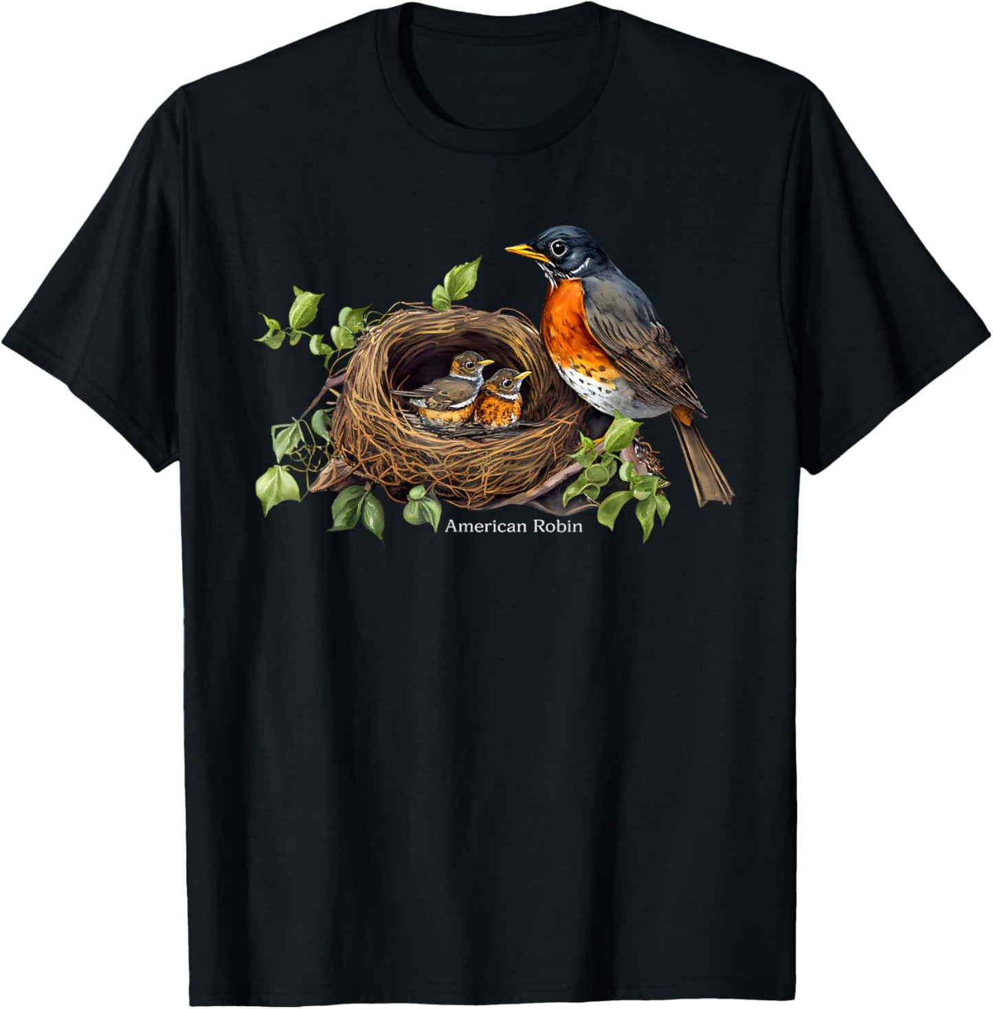 Backyard Bird Watching Watchers American Robin Birder T-Shirt - T-Shirt | Black