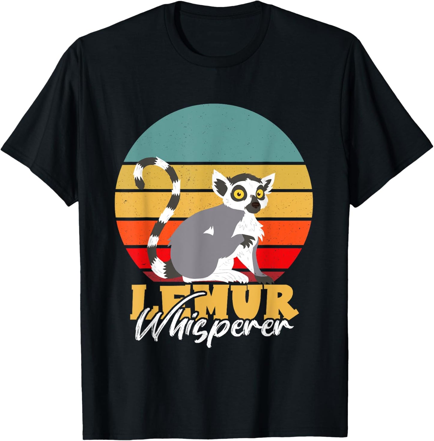 Retro Lemur Whisperer Madagascar Animal Cute Lemur Monkey T-Shirt - T-Shirt | Black
