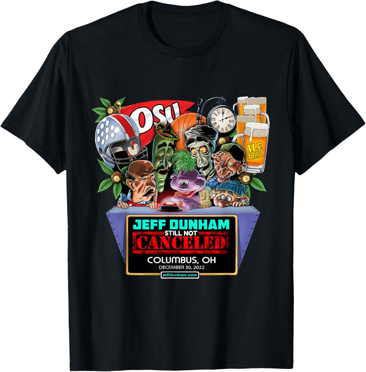 Jeff Dunham Columbus, OH (2022) T-Shirt - T-Shirt | Black