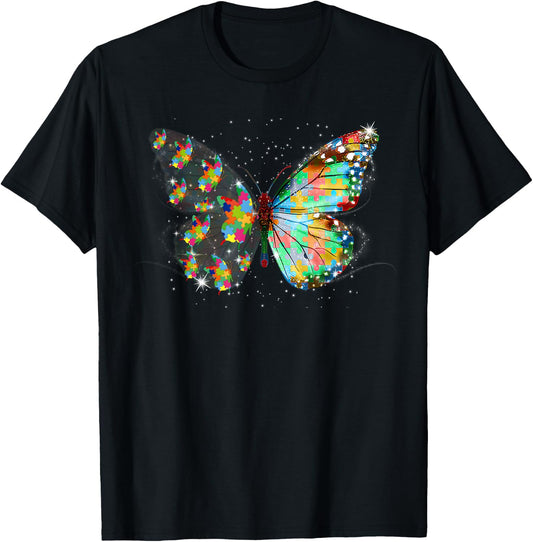 Autism Awareness Kindness Butterfly Peace Lover Men Women T-Shirt - T-Shirt | Black