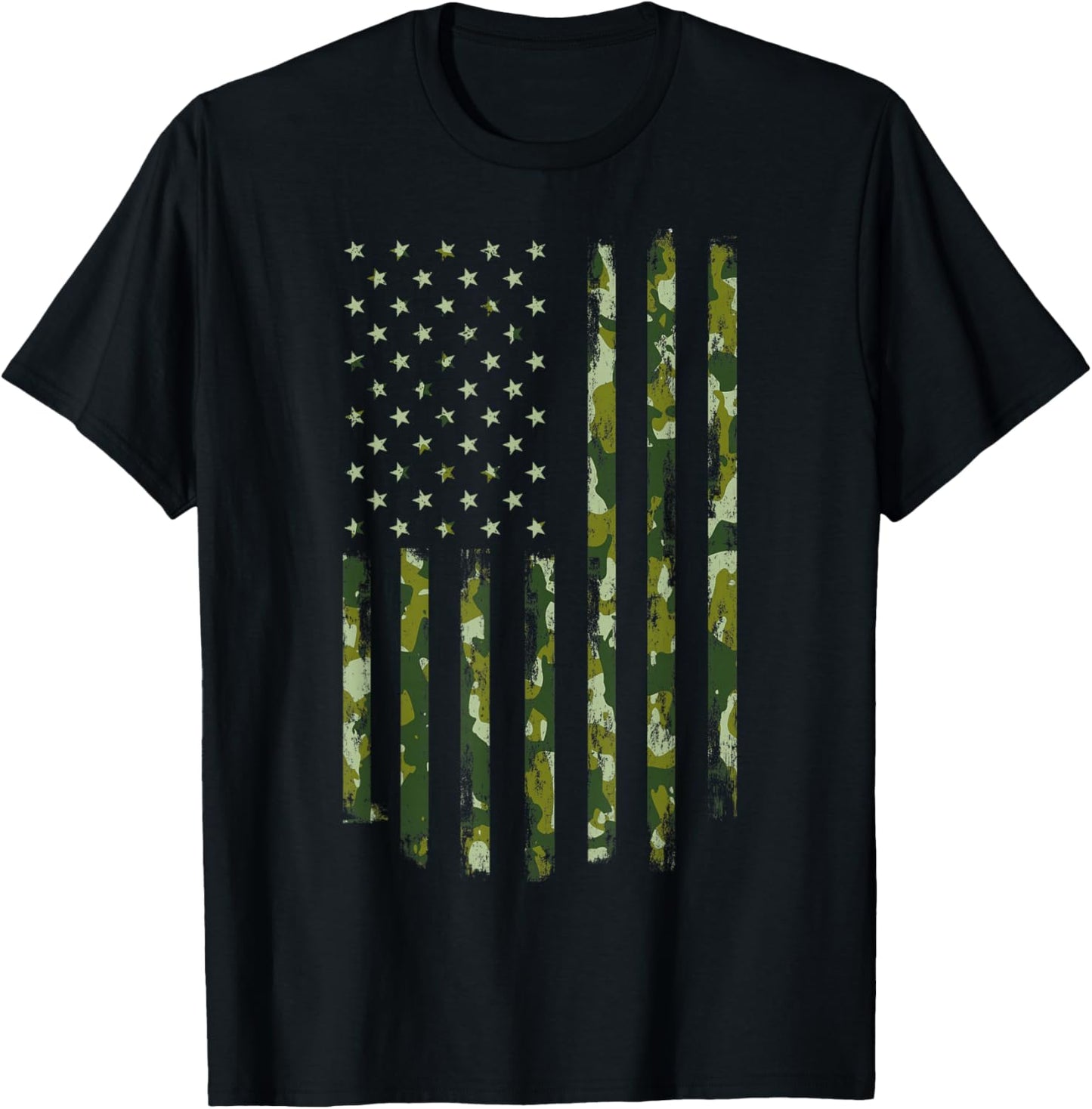 Camo American Flag USA Camouflage Men Boys Women Girls Kids T-Shirt - T-Shirt | Black