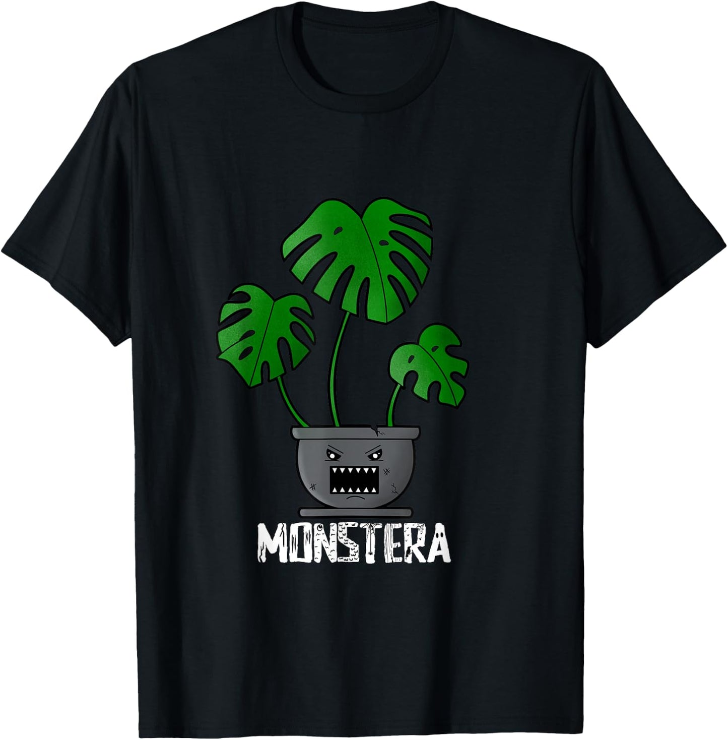Monstera Deliciosa Plant Lover Funny Monster Dad Joke T-Shirt - T-Shirt | Black