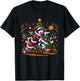 Funny Santa Siberian Husky Dog Play Basketball Christmas T-Shirt - T-Shirt | Black