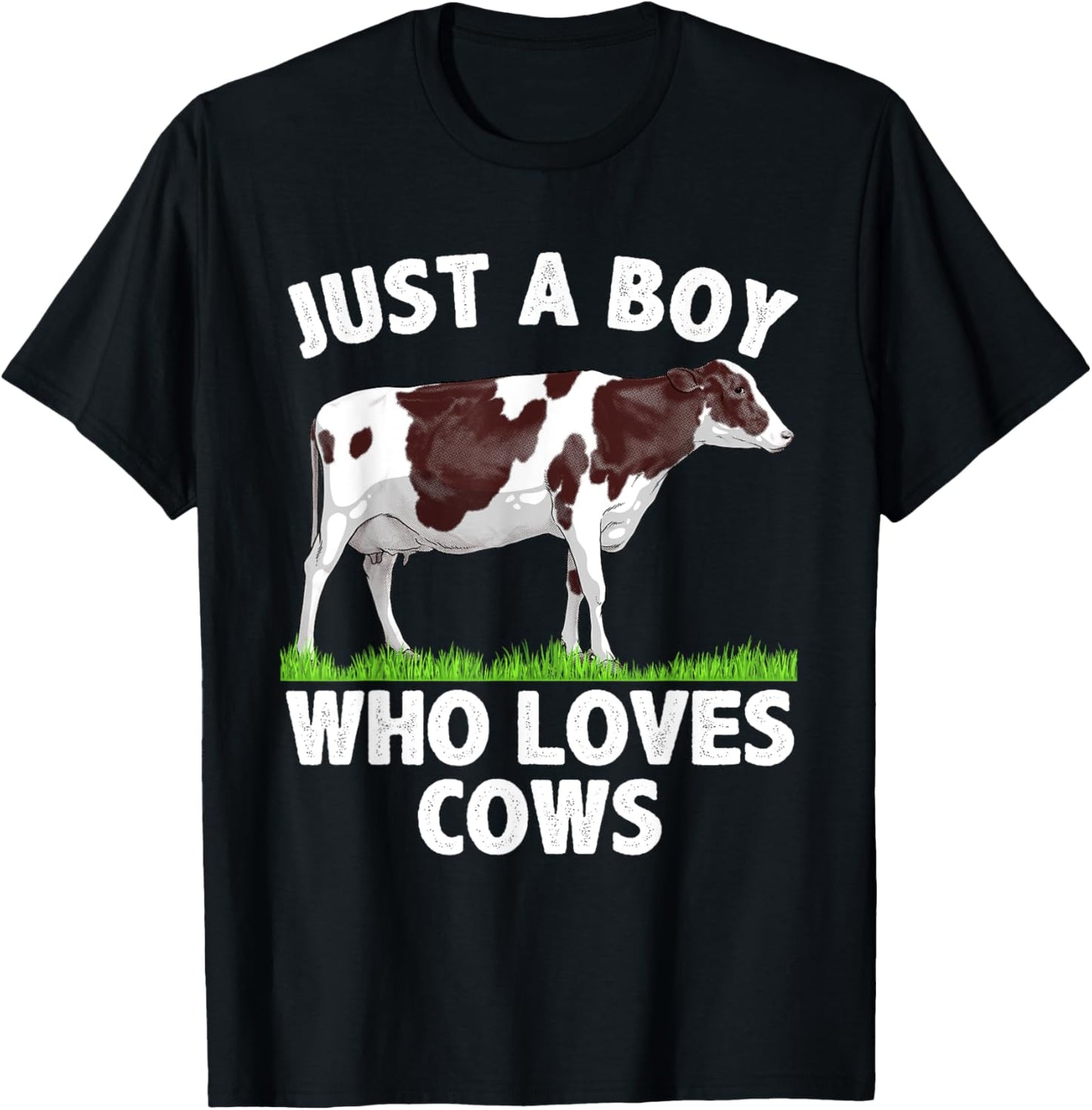 Funny Cow Design Boys Cow Farmer Livestock Animal T-Shirt - T-Shirt | Black
