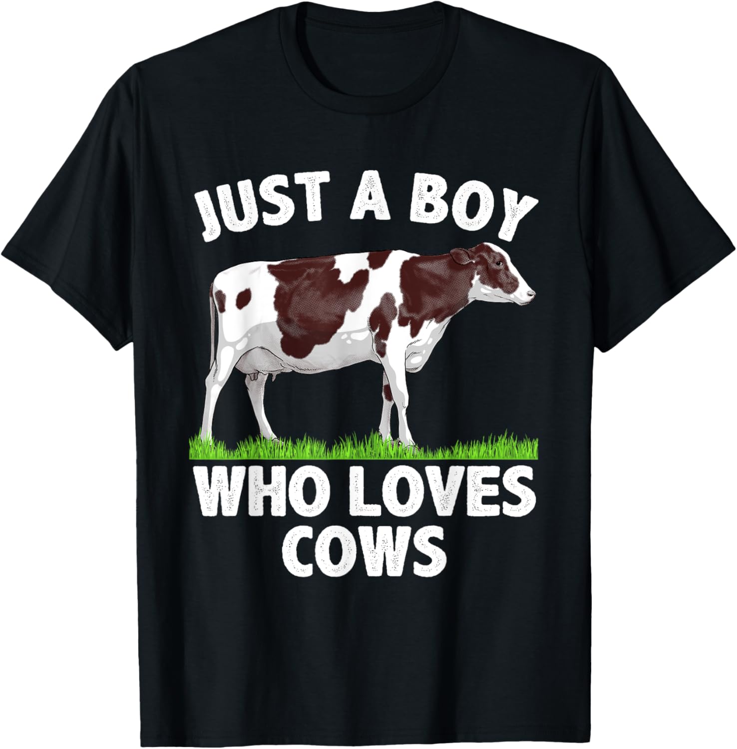 Funny Cow Design Boys Cow Farmer Livestock Animal T-Shirt - T-Shirt | Black