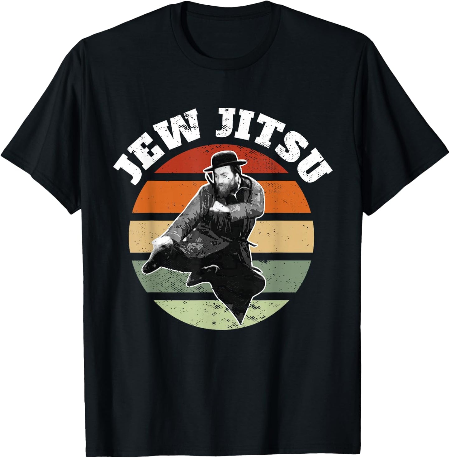 Jew Jitsu Funny Jewish Rabbi Martial Arts BJJ Jiu Jitsu T-Shirt - T-Shirt | Black
