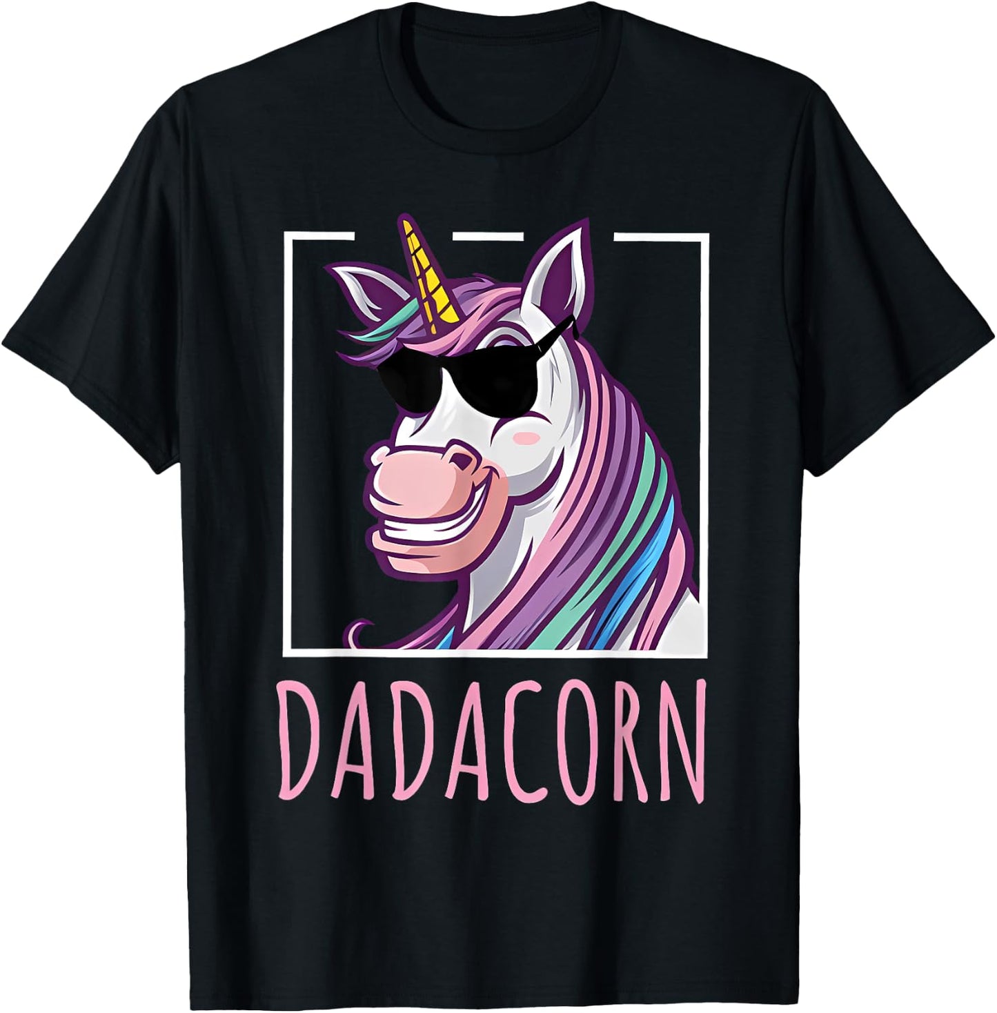 Fathers Day Gift Unicorn Dad Shirt Funny Dadacorn Men T-Shirt - T-Shirt | Black