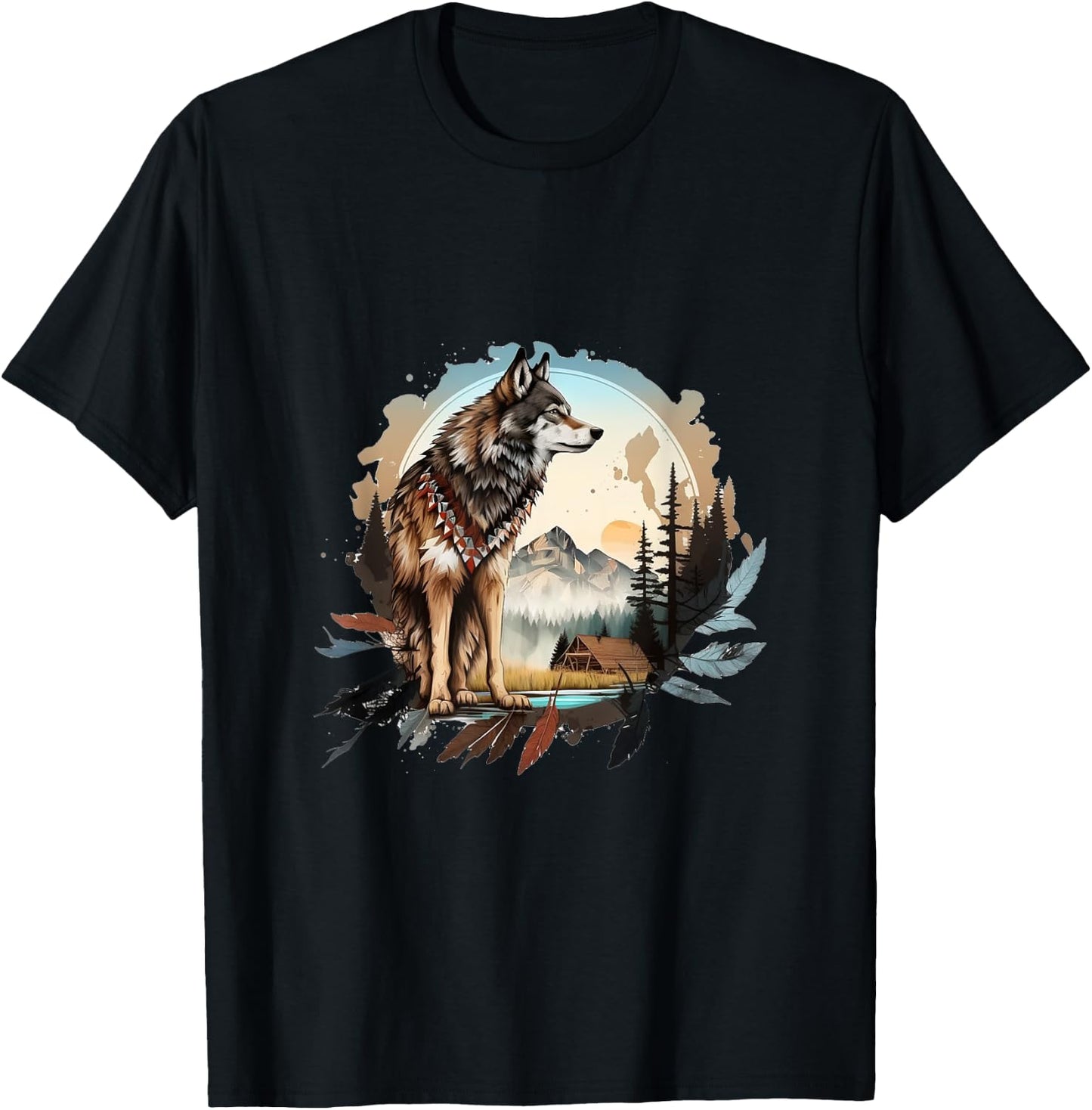 The Mountain Native Wolf Spirit T-Shirt - T-Shirt | Black