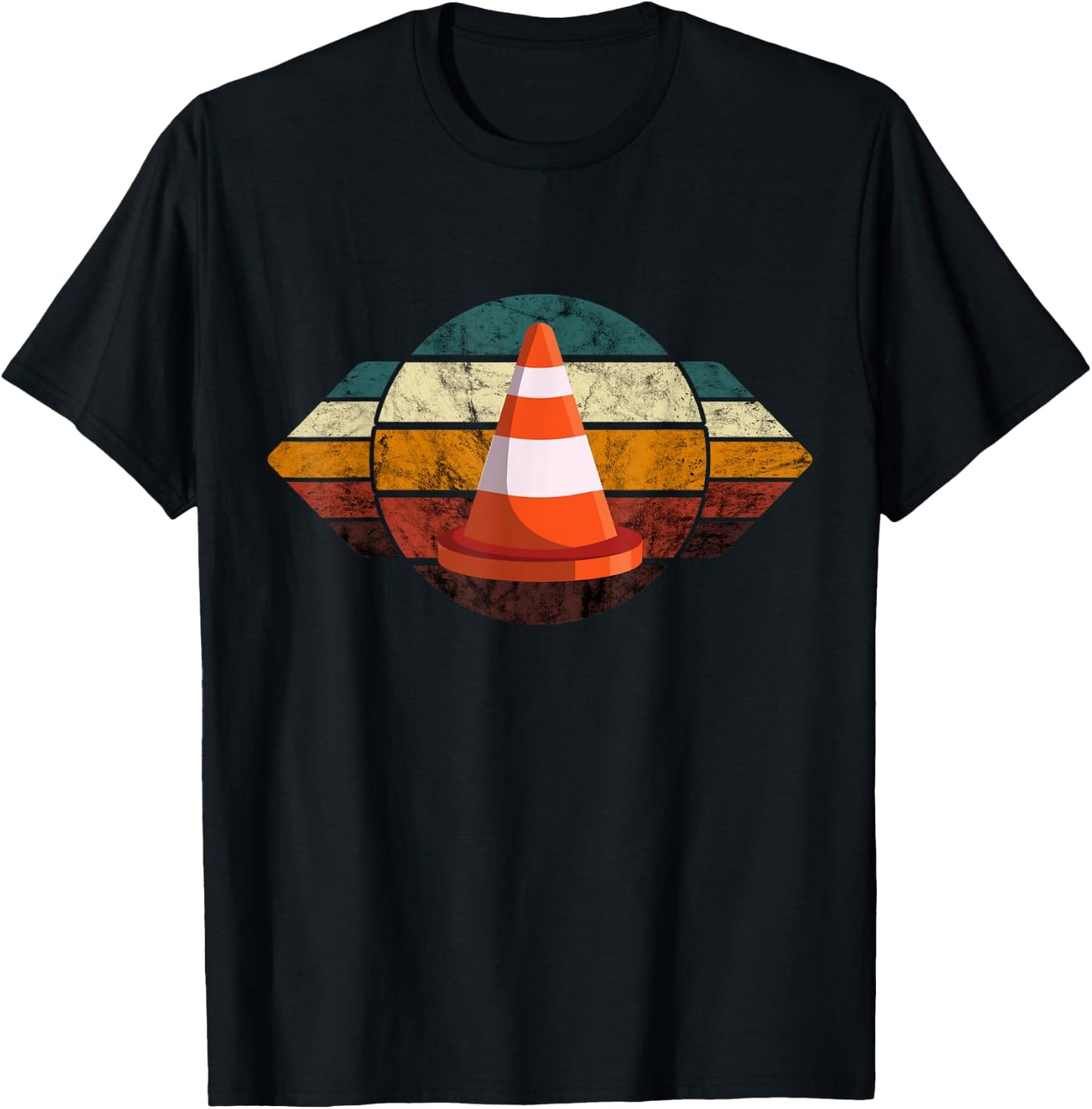 Traffic Cone Costume Retro Safety Cone Vintage Traffic Cone T-Shirt - T-Shirt | Black